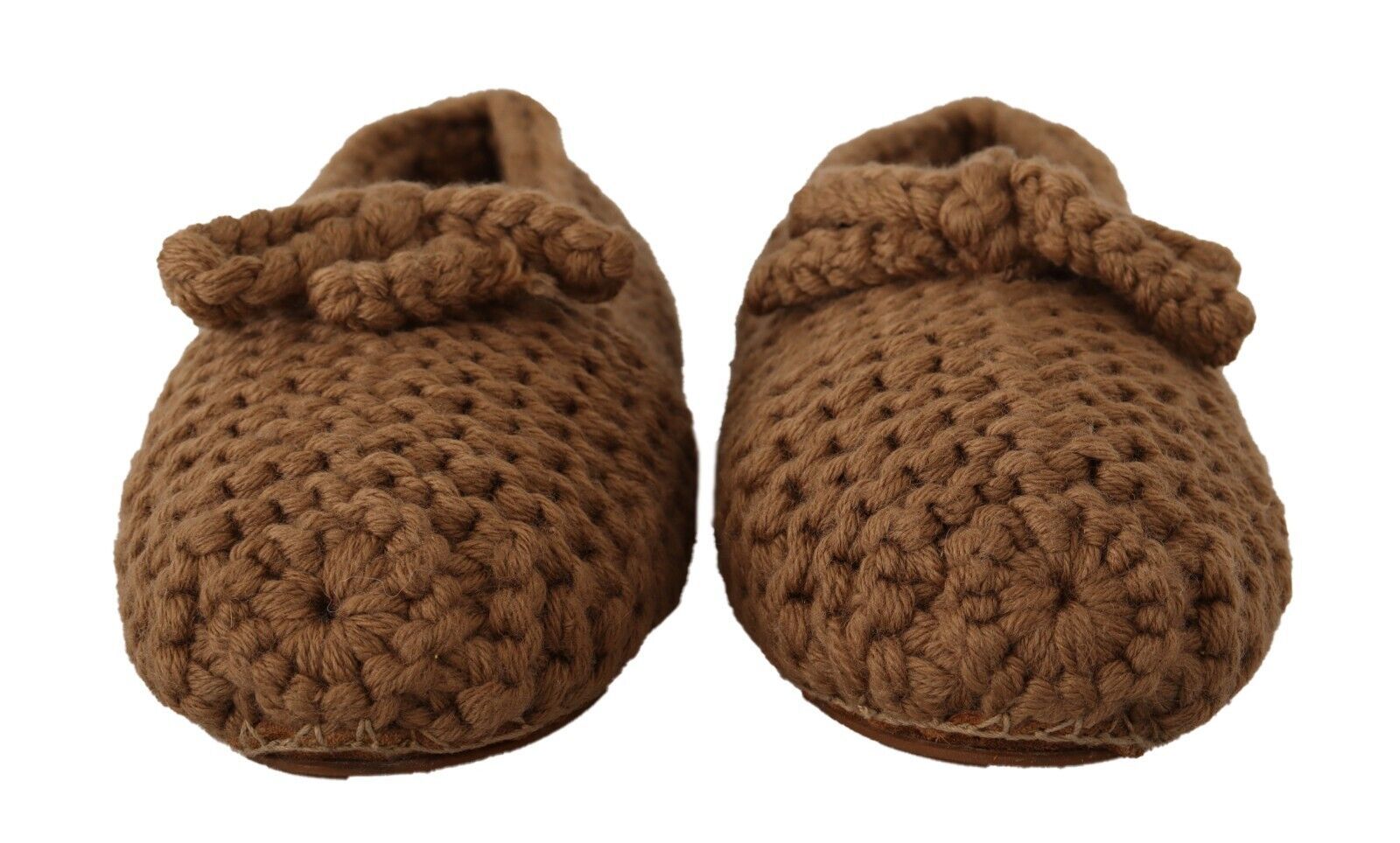 Chaussures ballerines Dolce & Gabbana en laine marron, chaussons slip-on confortables et élégants pour femmes