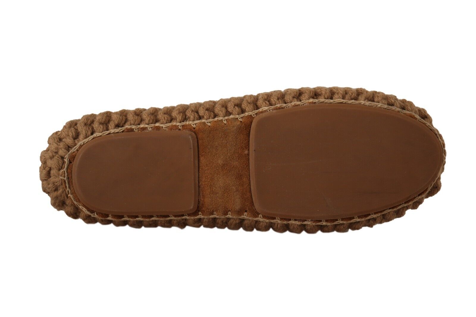 Chaussures ballerines Dolce & Gabbana en laine marron, chaussures Slip-On élégantes pour femmes.
