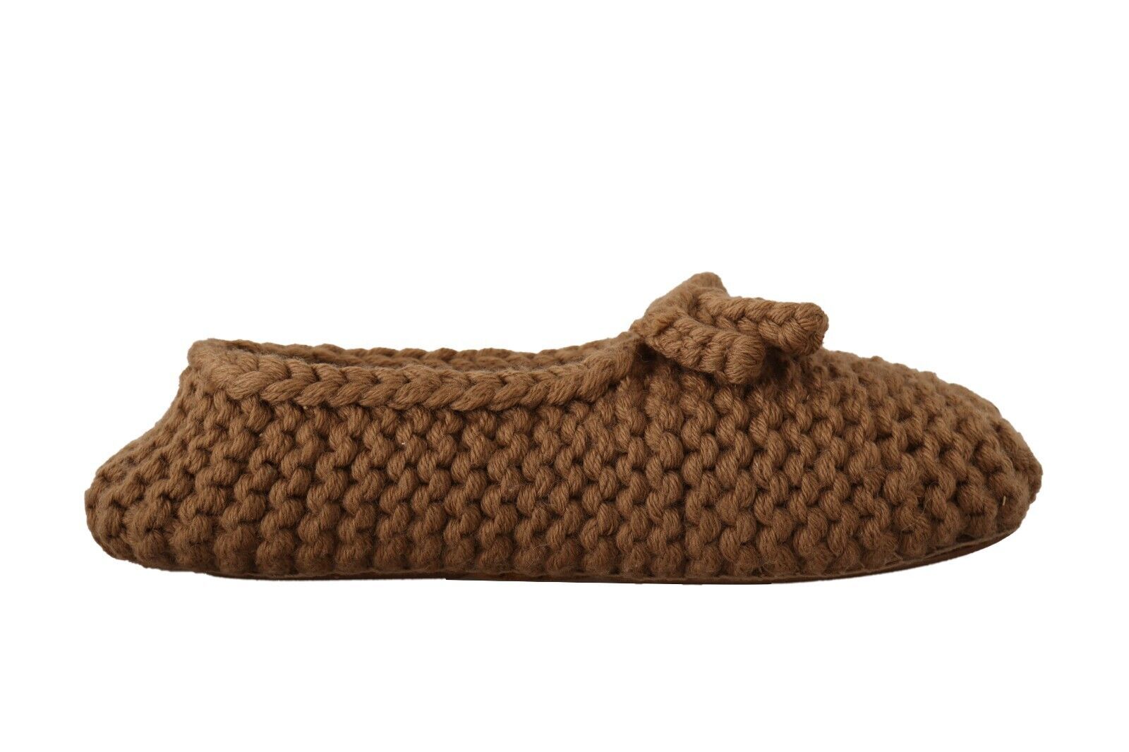 Chaussures ballerines Dolce & Gabbana en laine marron, slip-on, style confortable et élégant pour femmes.