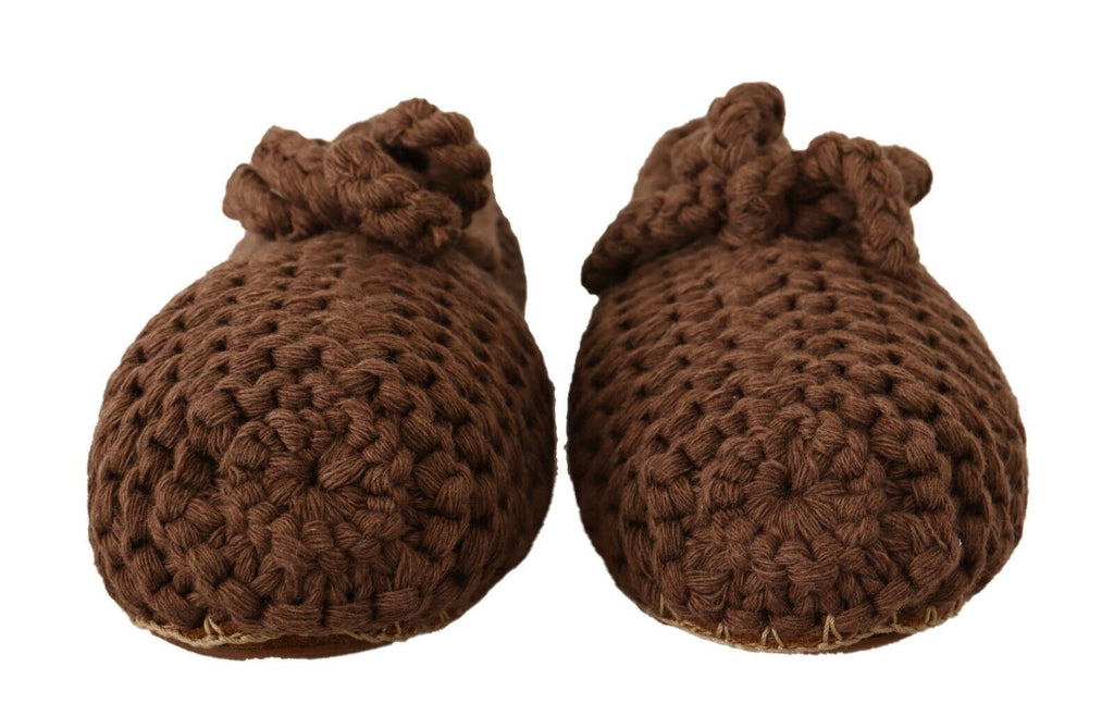Chaussures ballerines slip-on en laine marron Dolce & Gabbana, chaussures confortables et élégantes pour femmes.