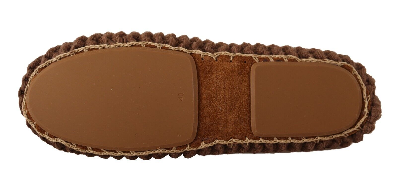Chaussures ballerines Dolce & Gabbana en laine marron, slip-on, confortables et élégantes pour femmes.