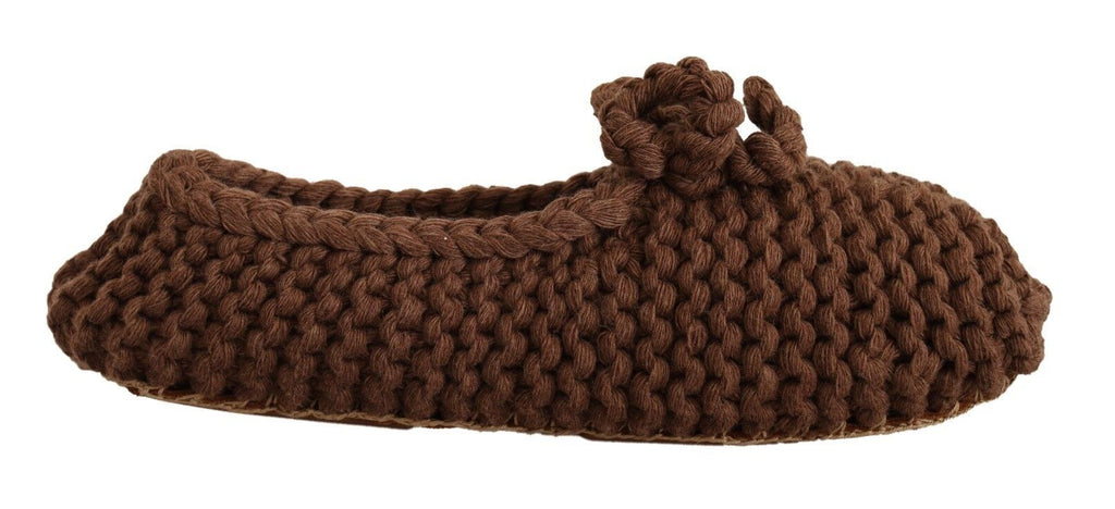 Chaussures ballerines Dolce & Gabbana en laine marron, chaussures slip-on élégantes pour femme.