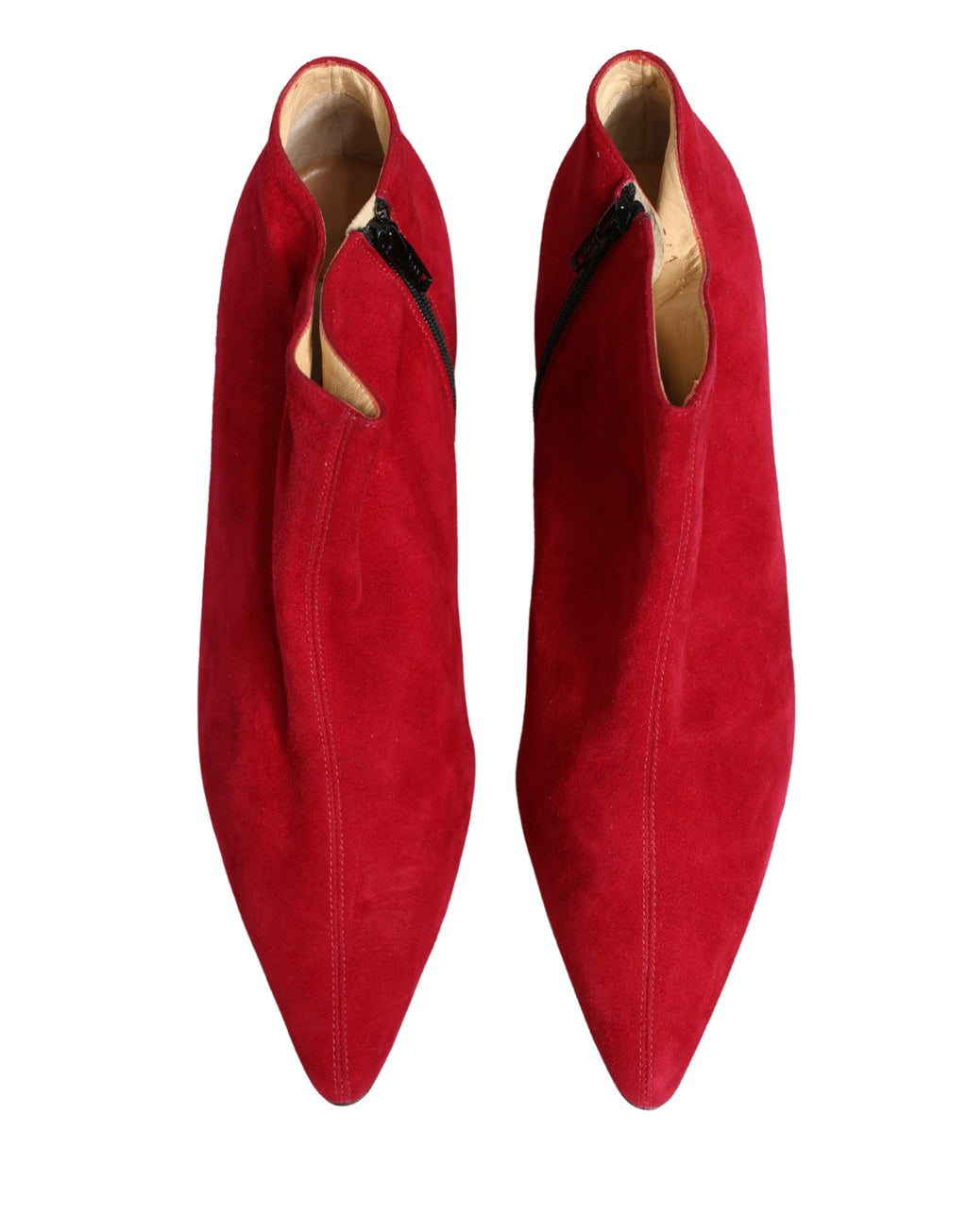 Bottines rouges en daim pour femme de Dolce & Gabbana, chaussures à la cheville avec talon élégant.