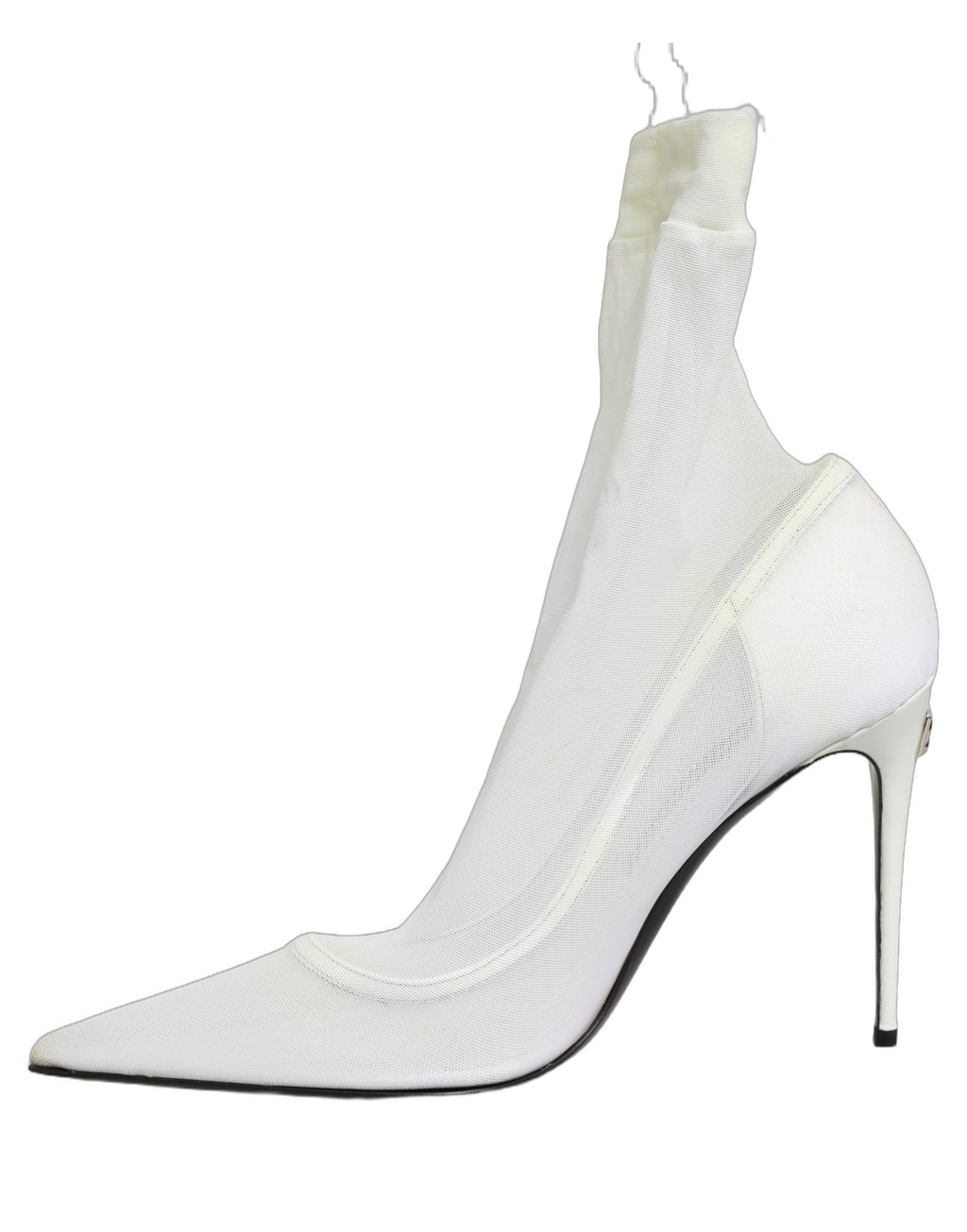Bottes en mesh stretch en tulle blanc de Dolce & Gabbana, chaussures élégantes et modernes pour femme.