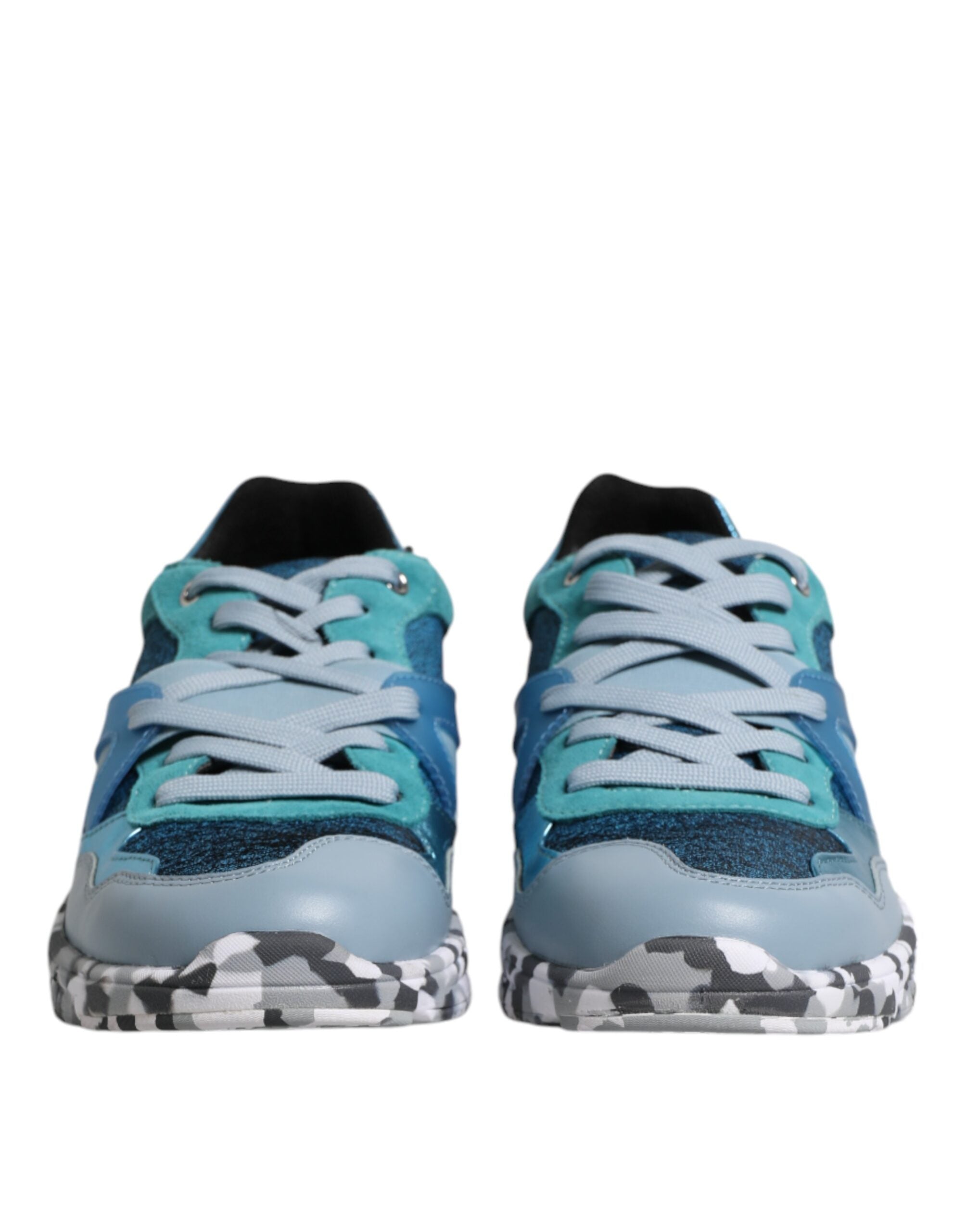 Chaussures sneakers basses multicolores Dolce & Gabbana pour hommes, lacets, style décontracté, en cuir et textile.