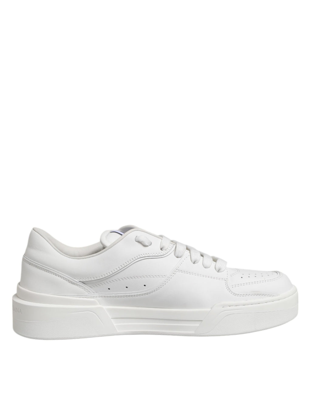 Chaussures de sport Dolce & Gabbana Miami en cuir blanc, baskets basses pour homme, vue de côté.