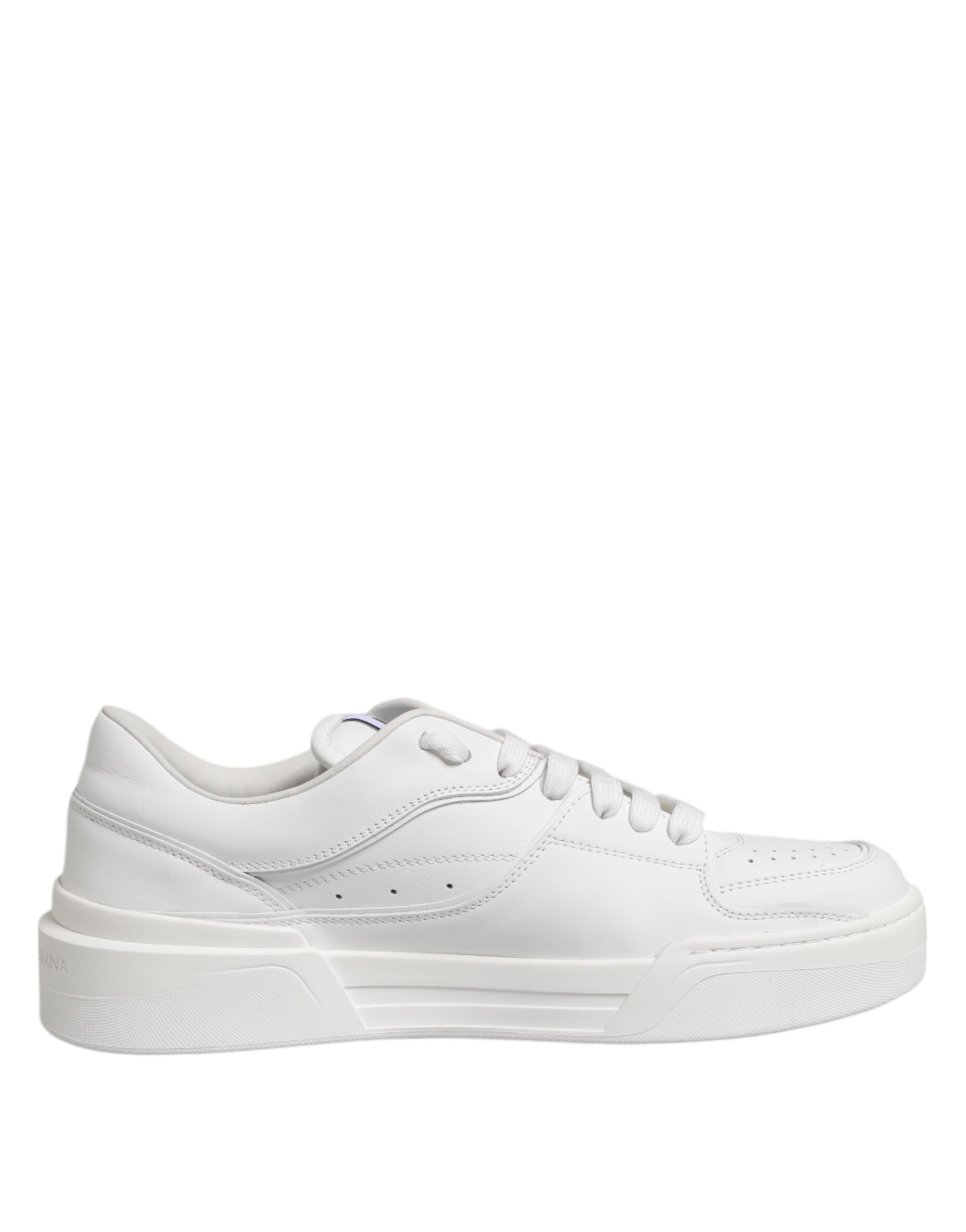 Chaussures de sport Dolce & Gabbana Miami en cuir blanc, baskets basses pour homme, vue de côté.