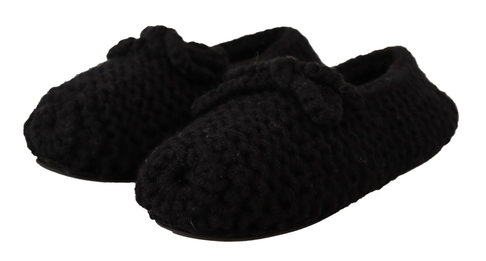 Chaussures ballerines Dolce & Gabbana noires en tricot de laine, slip-on, élégantes et confortables pour femmes.