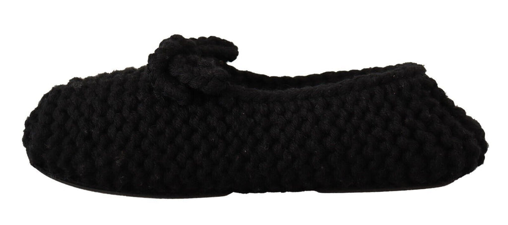Chaussures ballerines Dolce & Gabbana en laine noire, slip-on élégantes et confortables, pour un style chic et décontracté.