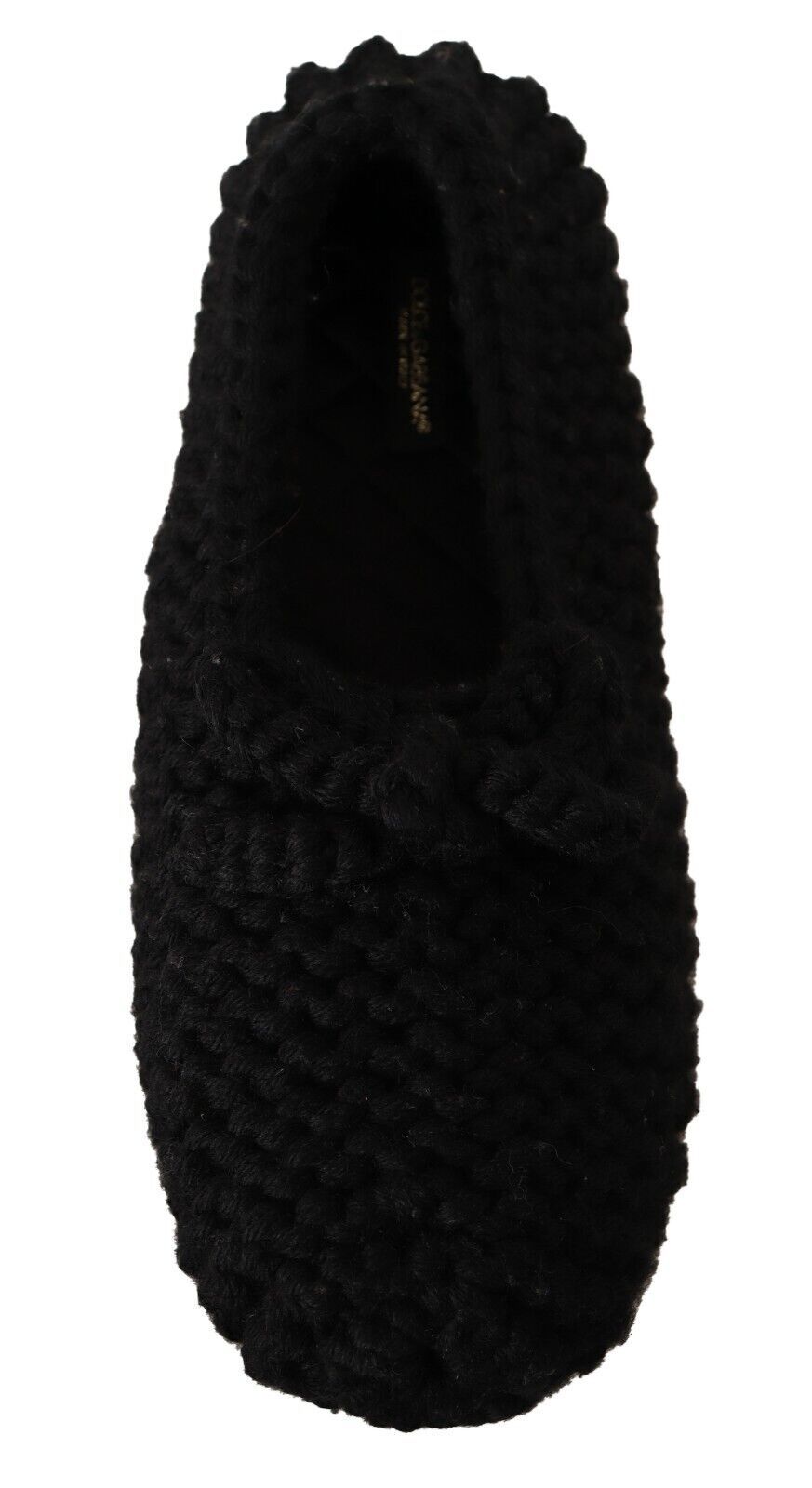 Chaussures ballerines Dolce & Gabbana noires en laine slip-on, élégantes et confortables.