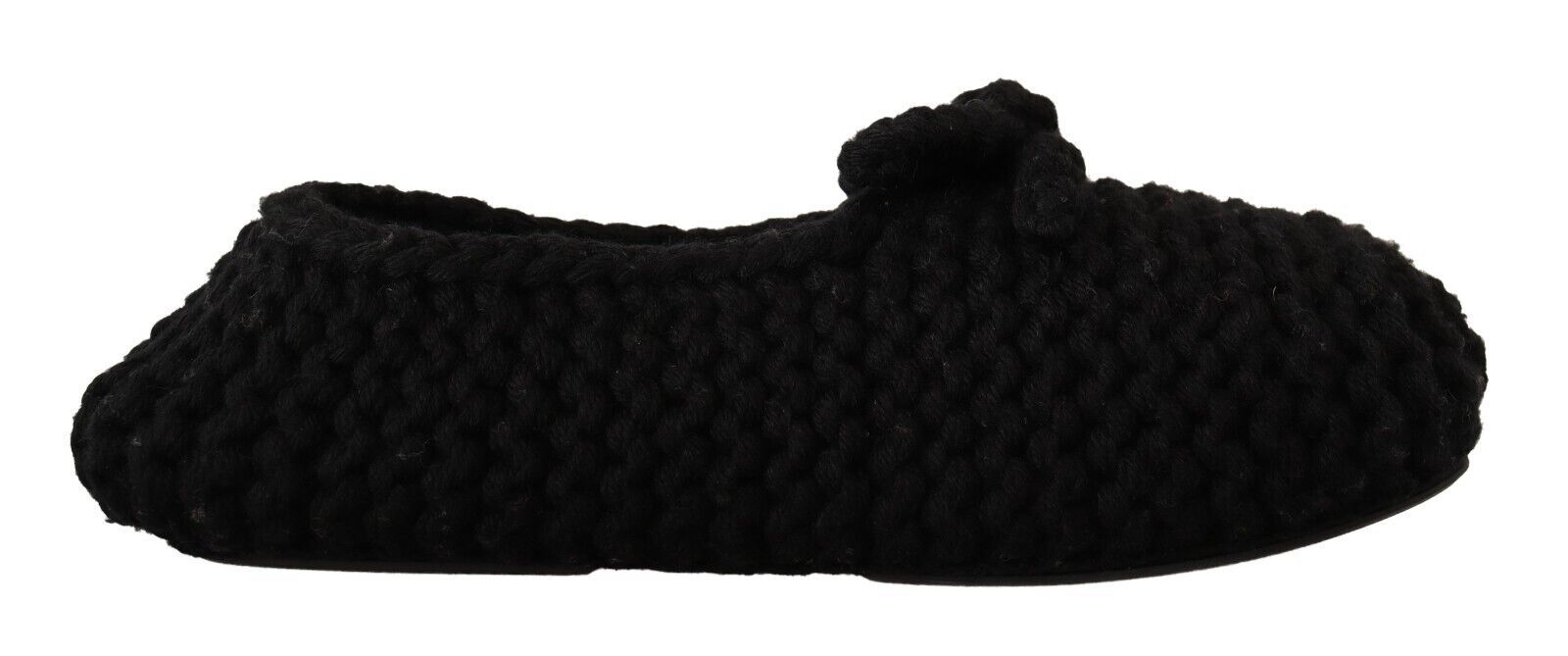 Chaussures Dolce & Gabbana ballerines noires en laine, slip-on, style slip-on ballerina flats en tricot.