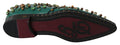 Chaussures Dolce & Gabbana en cuir vert avec cristaux, style brogue, vue de face.