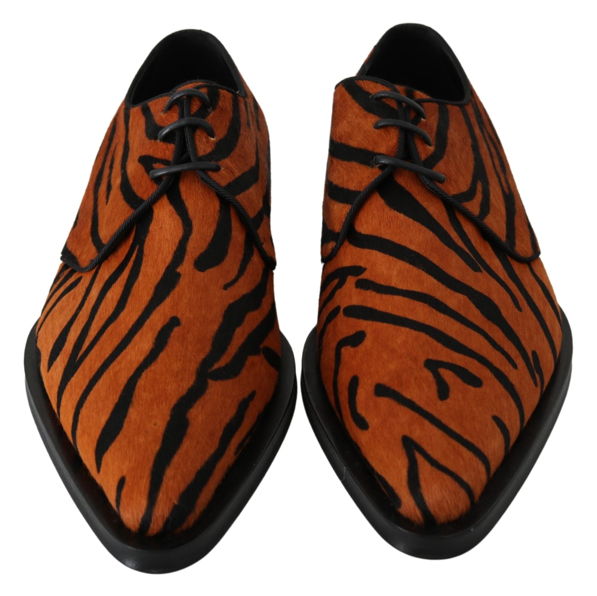 Chaussures Dolce & Gabbana en cuir de poney orange pour occasion formelle, avec détails élégants et finition sophistiquée.