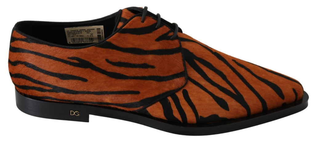 Chaussures de soirée Dolce & Gabbana en cuir de poney orange, style formel et élégant pour occasions spéciales.