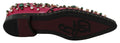 Chaussures brogue roses Dolce & Gabbana en cuir rose avec cristaux, vue de côté, pour femmes élégantes.