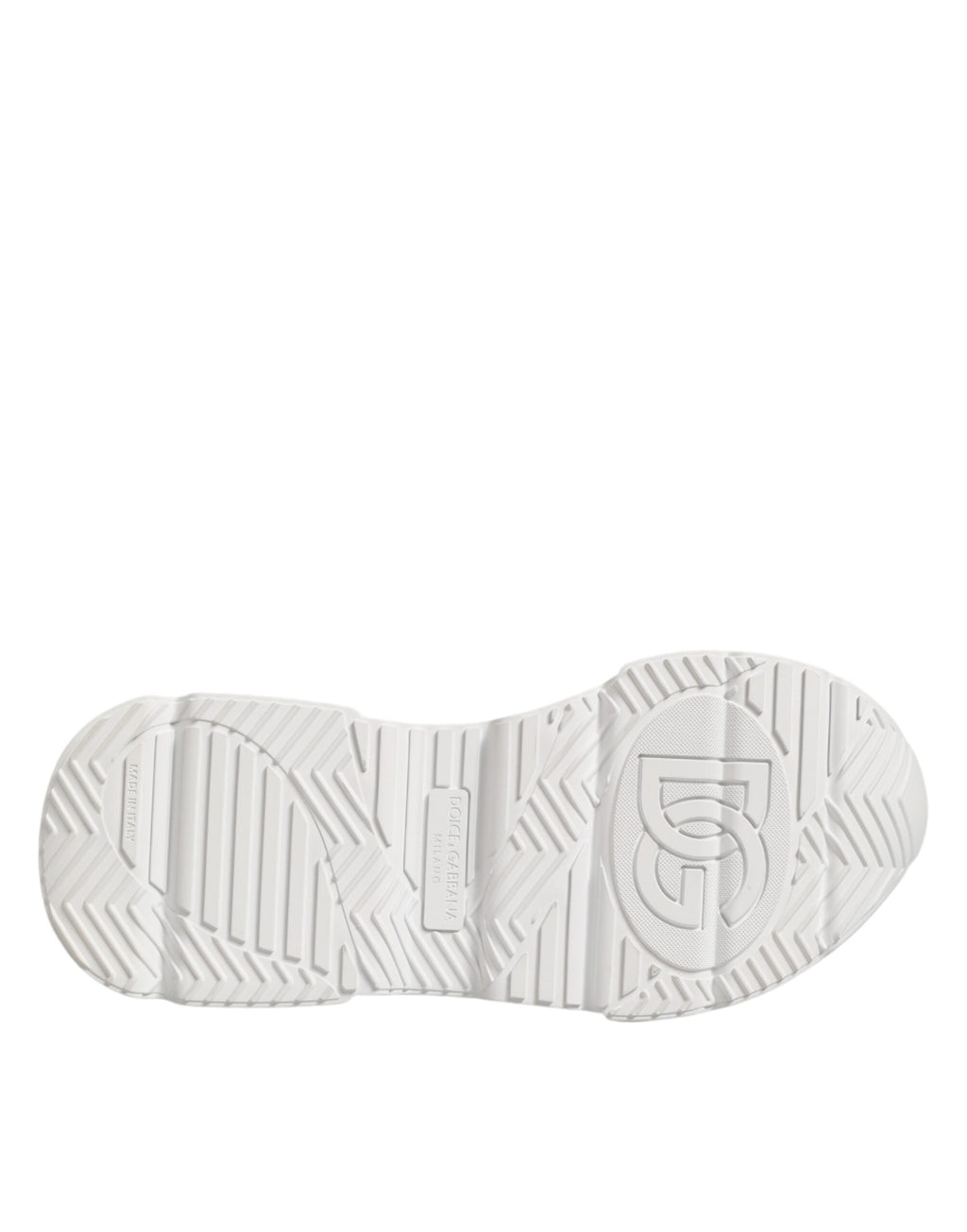 Chaussures sneakers basses blanches Dolce & Gabbana Daymaster en cuir, vue de face.