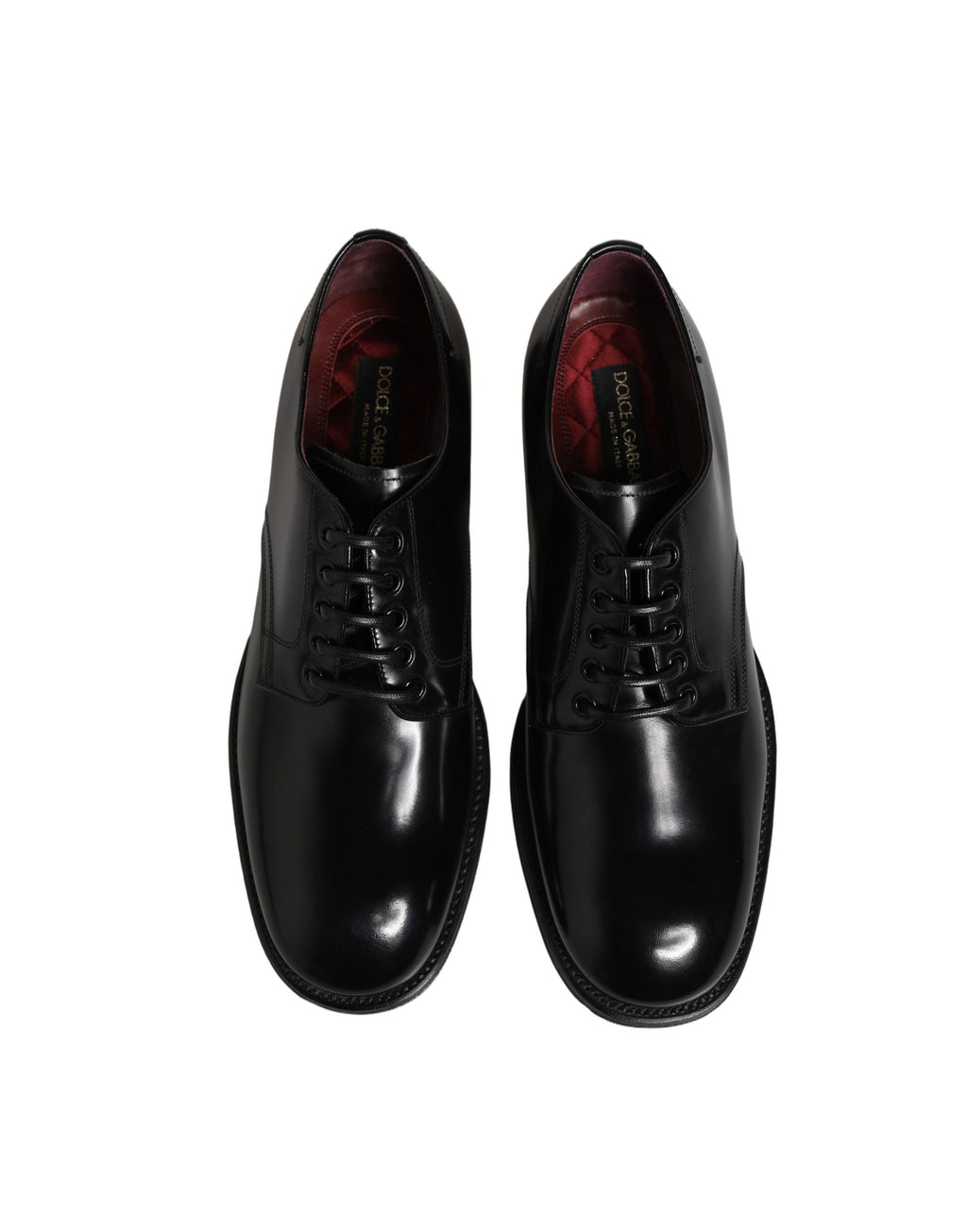 Chaussures derby pour homme en cuir de veau noir de Dolce & Gabbana, élégantes et sophistiquées.