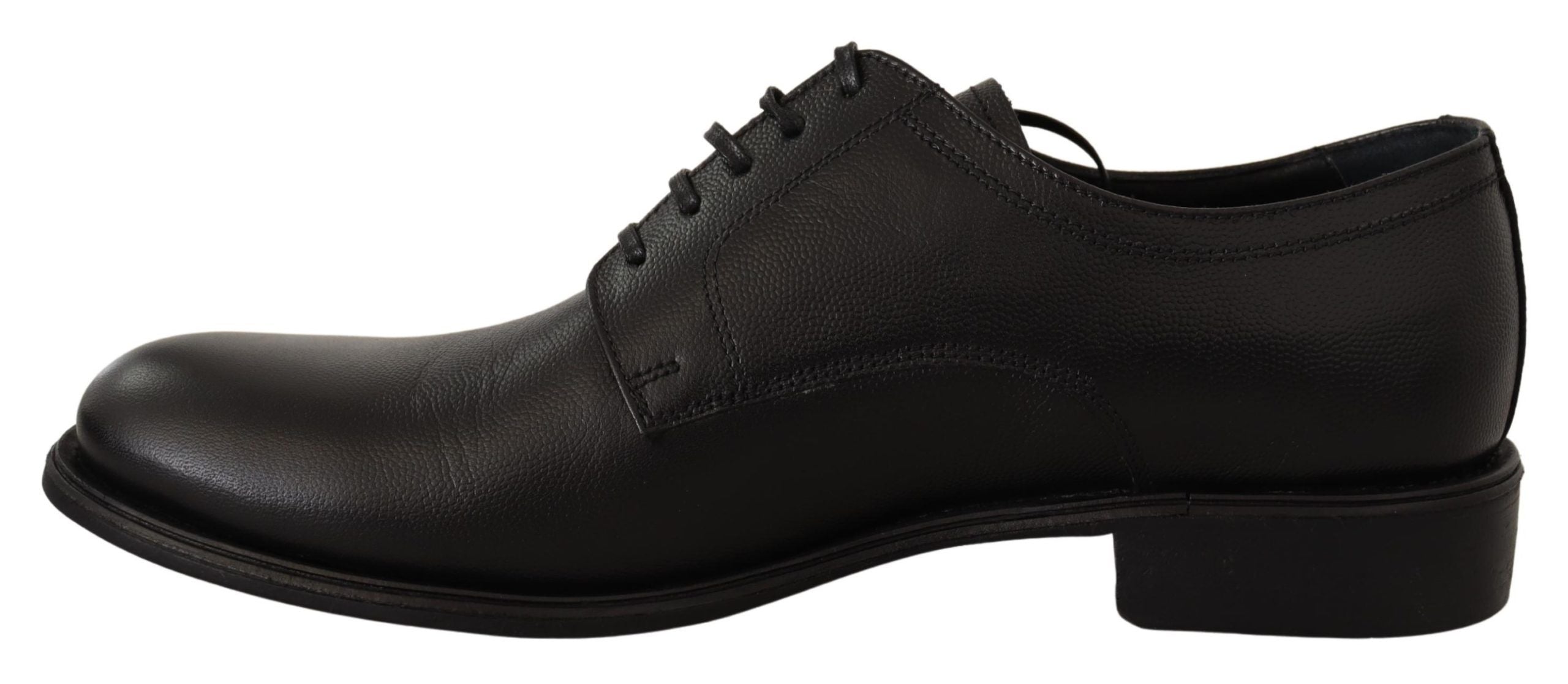 Chaussures Derby en cuir noir Dolce & Gabbana pour homme, lacées, chaussures formelles élégantes.