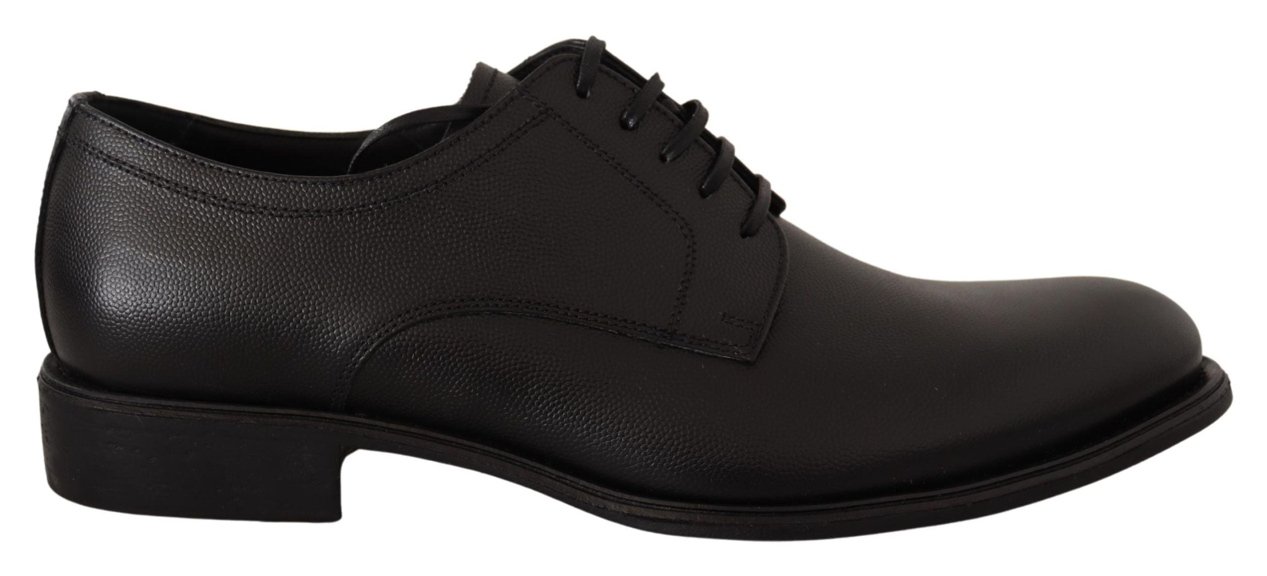 Chaussures derby formelles en cuir noir pour homme de Dolce & Gabbana, lacées et élégantes.
