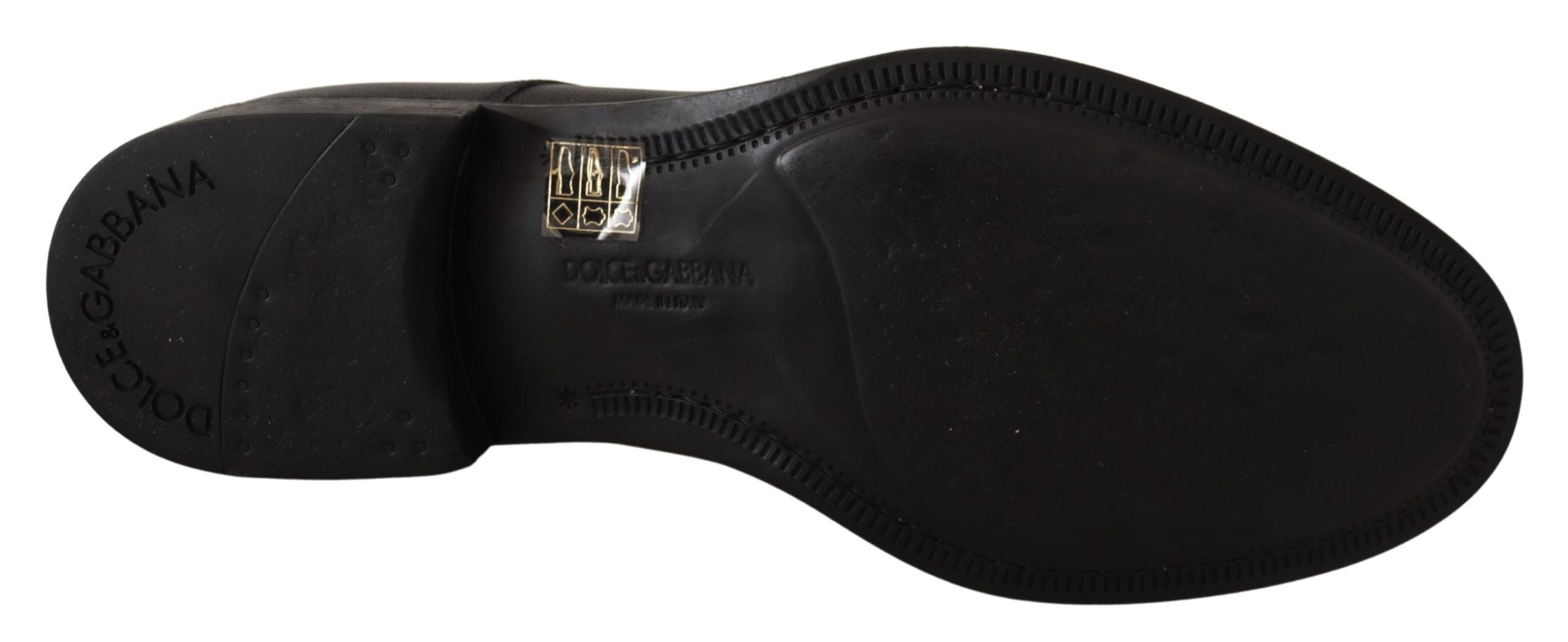 Chaussures derby formelles en cuir noir pour homme Dolce & Gabbana, lacets et finition élégante.