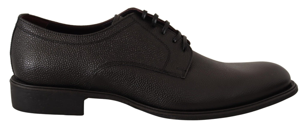 Chaussures Derby noires en cuir pour homme de Dolce & Gabbana, lacées et formelles, avec finition élégante.