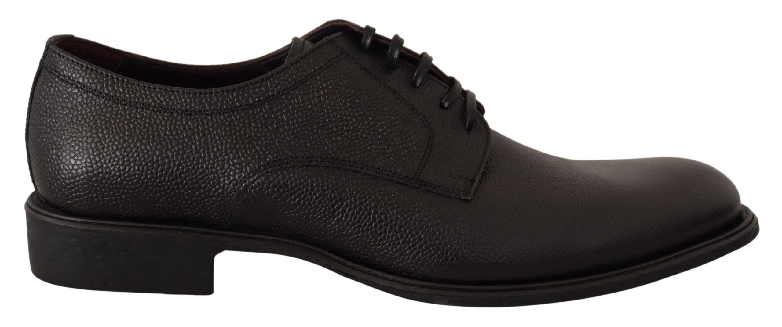 Chaussures Derby noires en cuir pour homme de Dolce & Gabbana, lacées et formelles, avec finition élégante.
