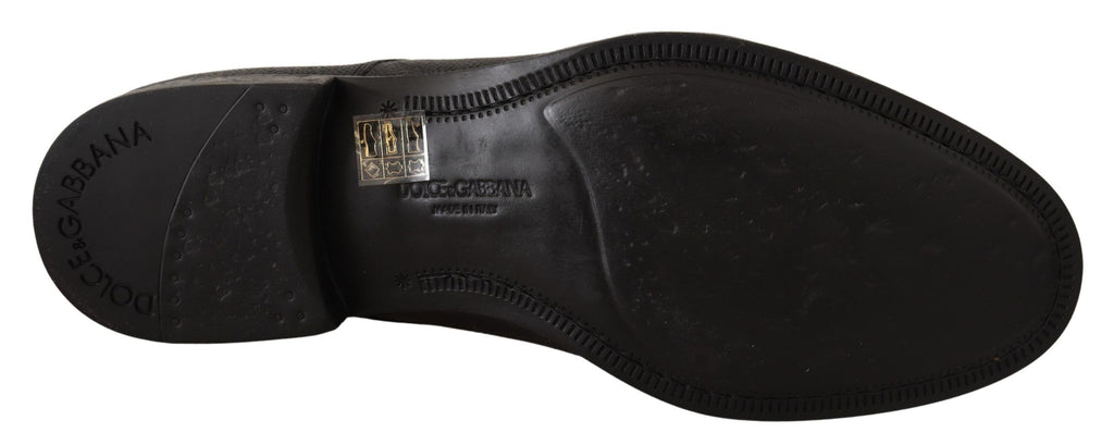 Chaussures derby homme en cuir noir Dolce & Gabbana, lacets, chaussures formelles élégantes pour homme.