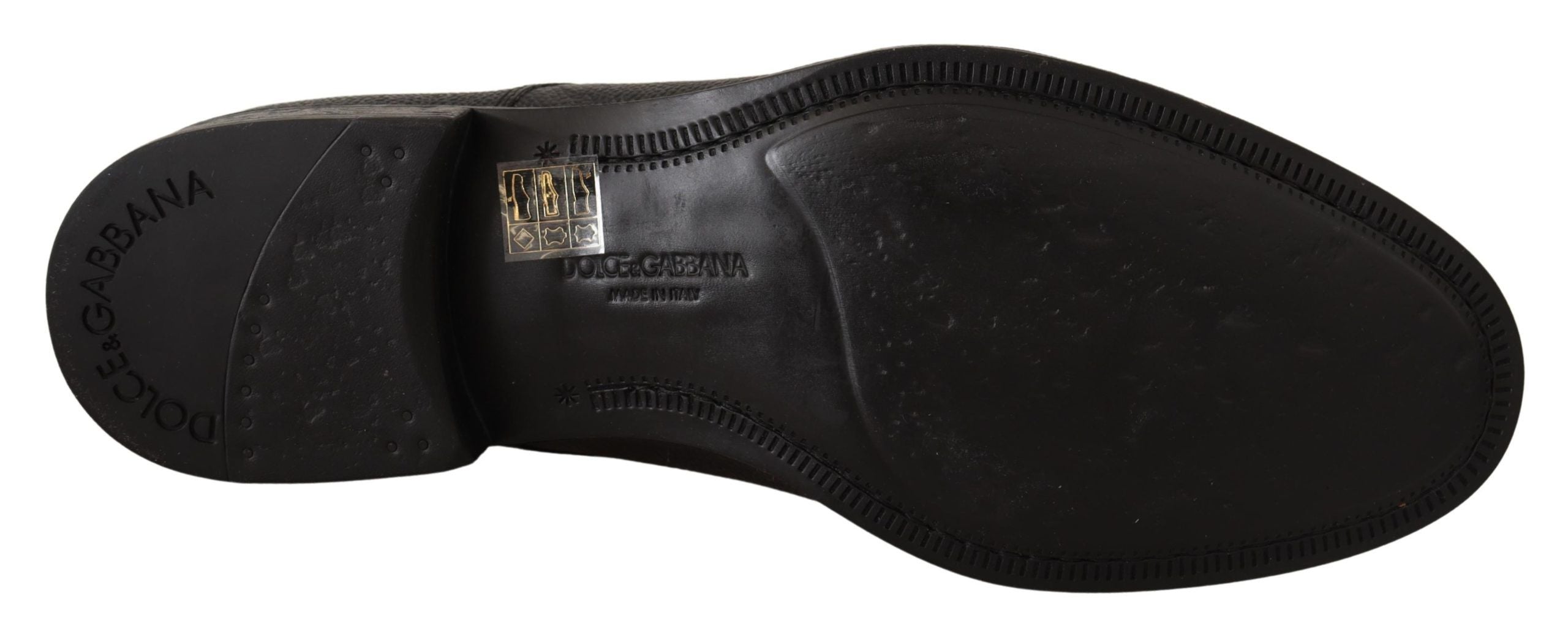 Chaussures derby homme en cuir noir Dolce & Gabbana, lacets, chaussures formelles élégantes pour homme.
