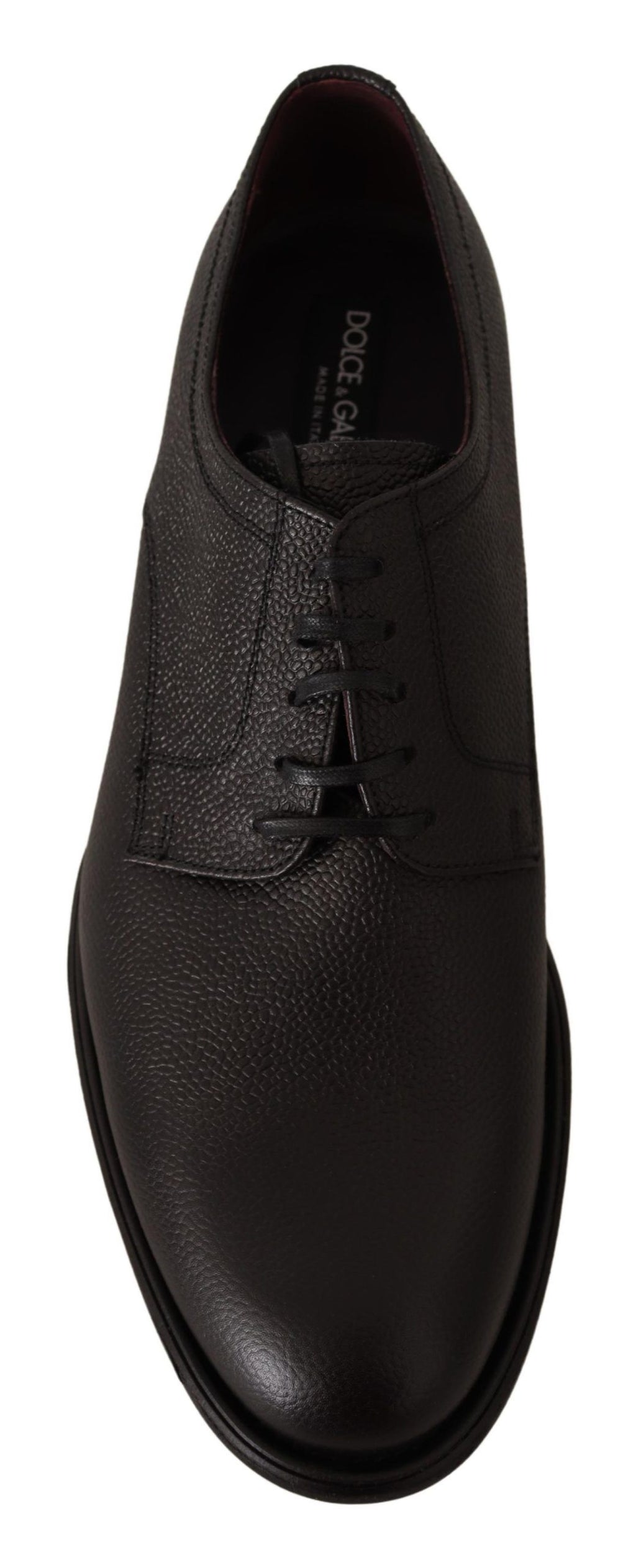 Chaussures derby noires en cuir pour homme de marque Dolce & Gabbana, avec lacets et style formel élégant.