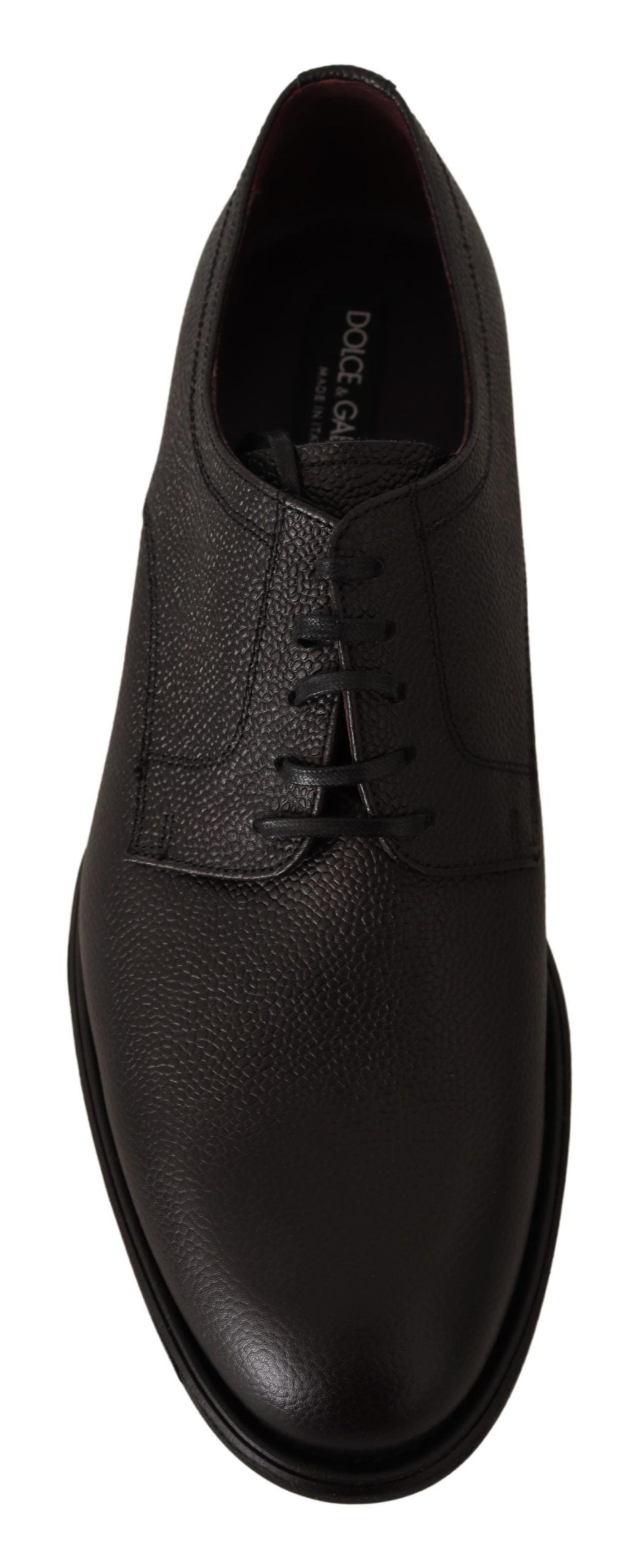 Chaussures derby noires en cuir pour homme de marque Dolce & Gabbana, avec lacets et style formel élégant.