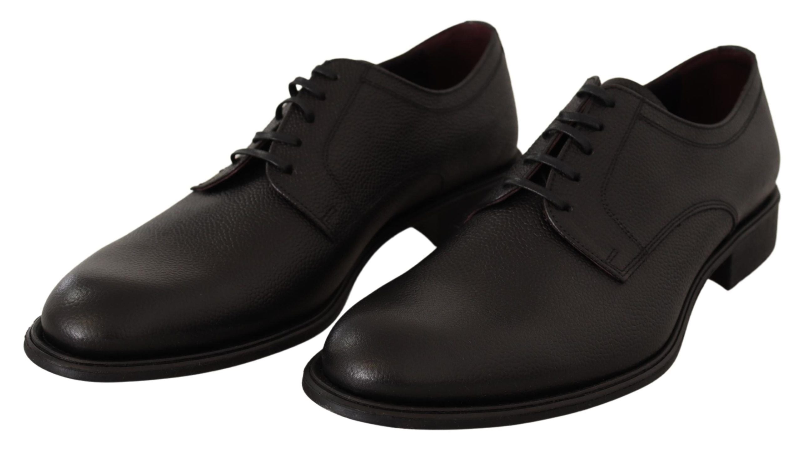 Chaussures derby noires en cuir pour homme de la marque Dolce & Gabbana, lacets et style formel élégant.