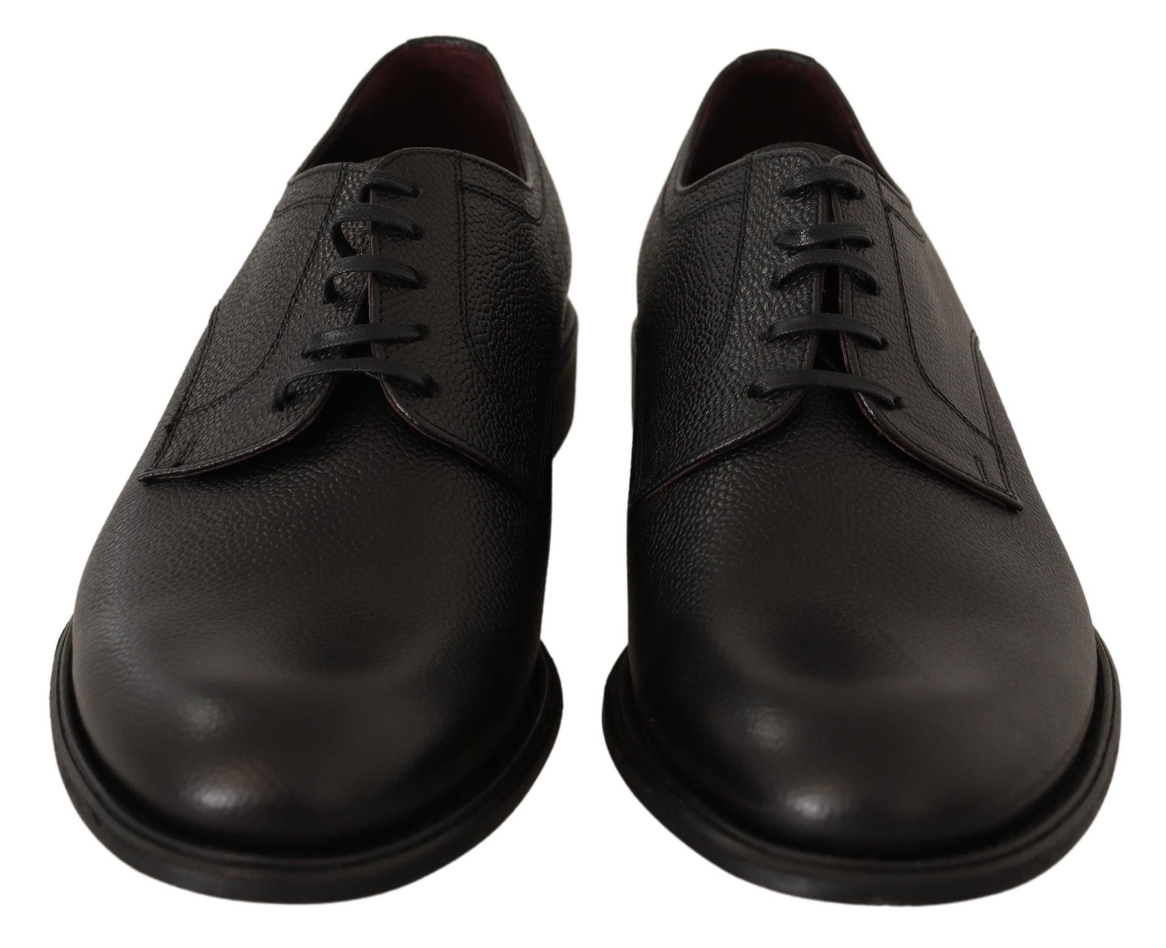 Chaussures derby formelles en cuir noir pour homme de Dolce & Gabbana, lacets, style élégant et sophistiqué.