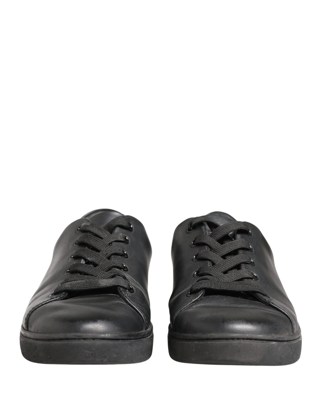 Chaussures Dolce & Gabbana en cuir noir, baskets basses à lacets, style élégant et moderne pour homme.