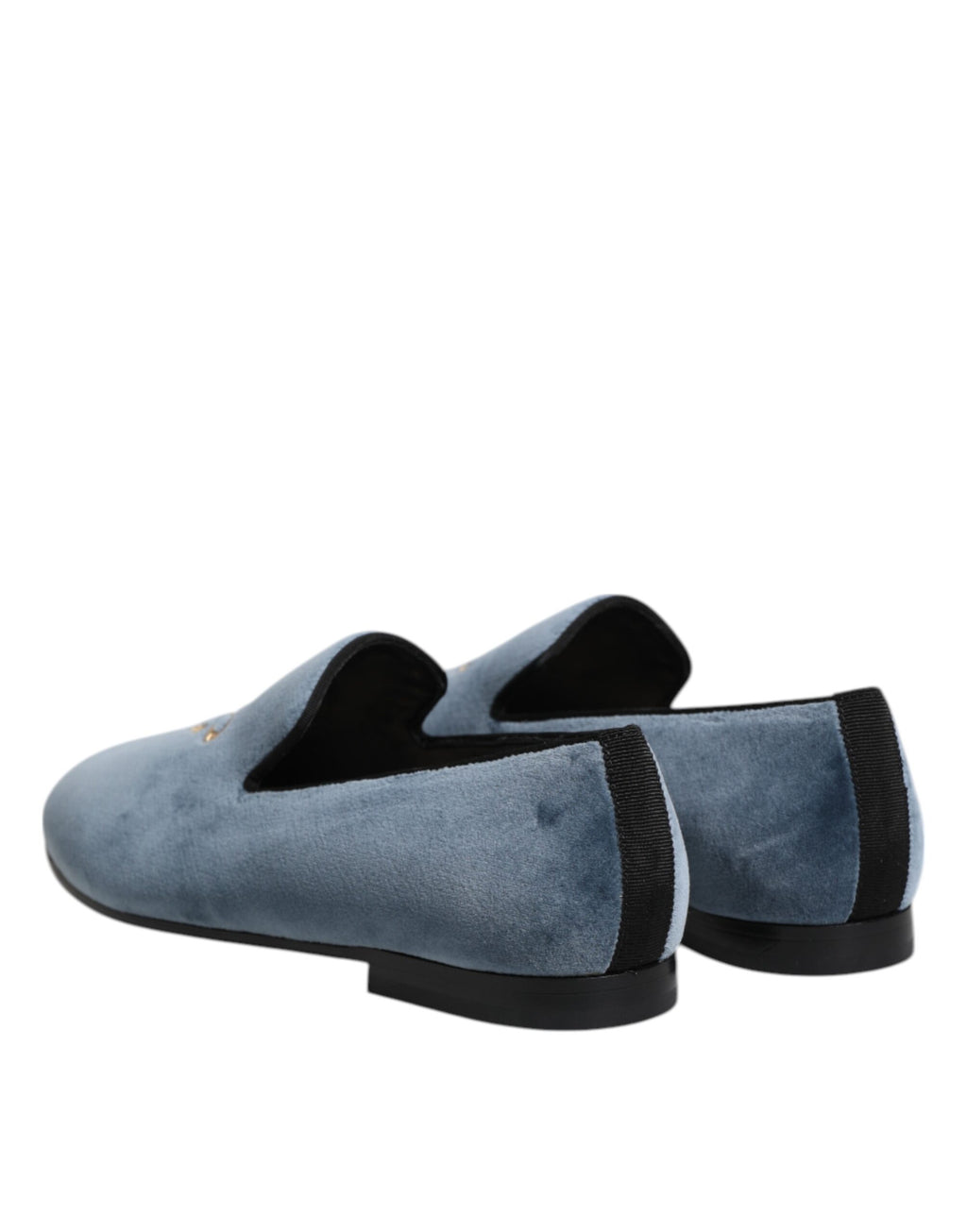 Chaussures formelles en velours bleu Dolce & Gabbana DG Logo, loafers élégants pour homme.