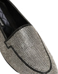Chaussures mocassins pour homme Dolce & Gabbana ornées de cristaux argentés et de détails brillants.