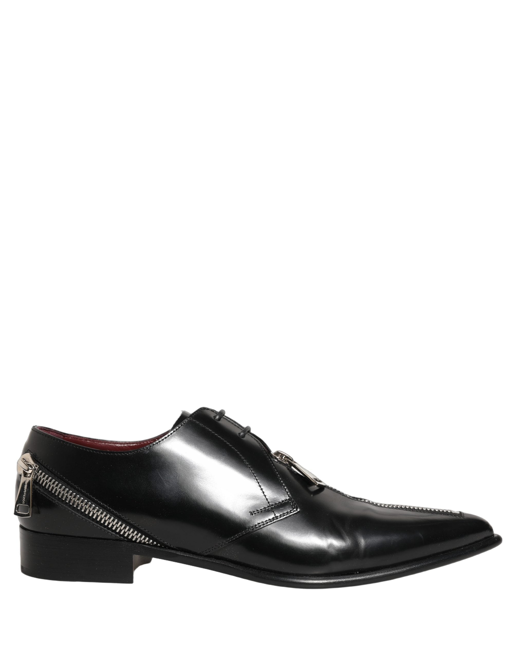 Chaussures derby habillées en cuir noir pour homme de la marque Dolce & Gabbana, chaussures formelles élégantes.