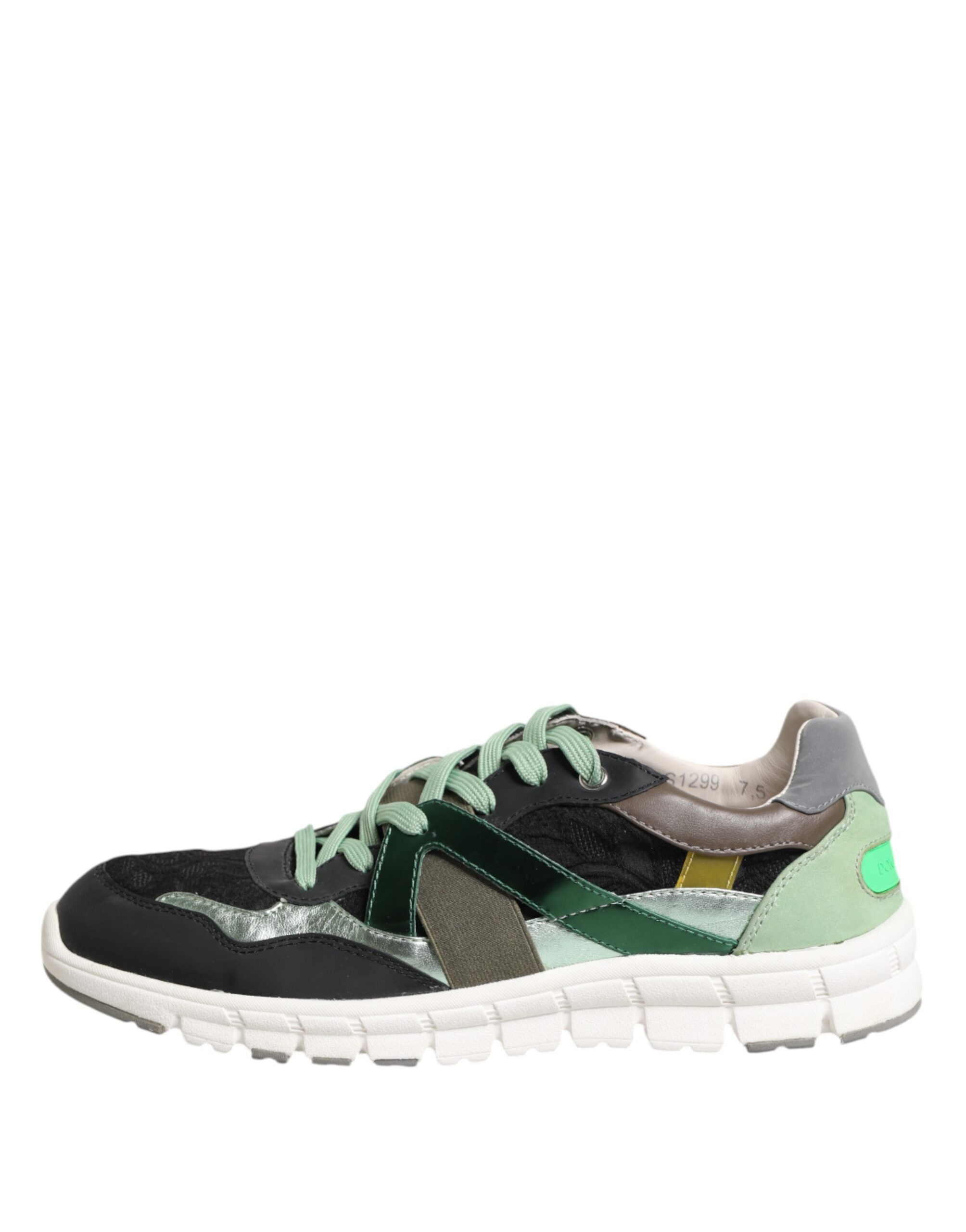 Chaussures basses multicolores Dolce & Gabbana en dentelle avec laçage, chaussures de sport élégantes pour homme.