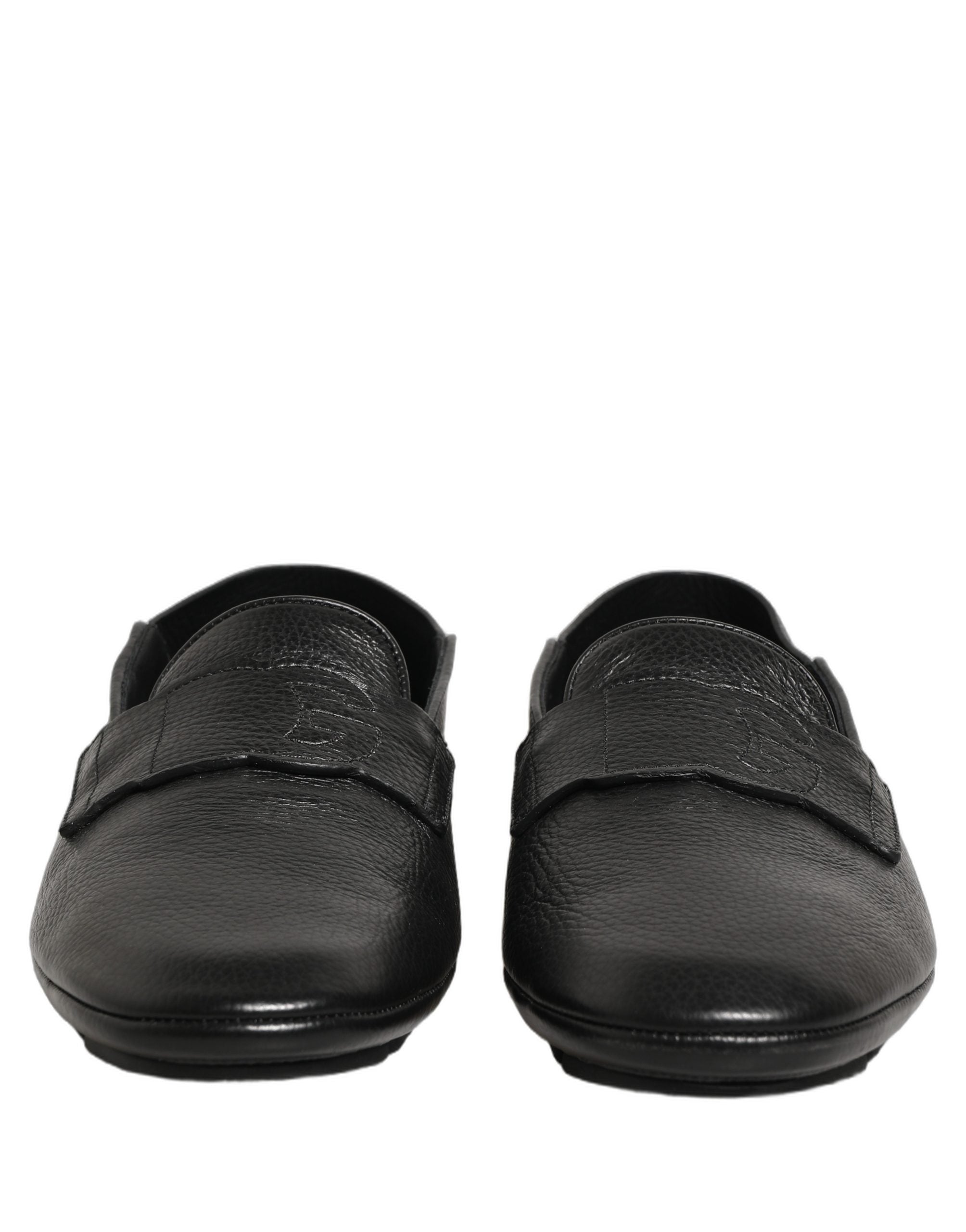 Chaussures mocassins en cuir de daim noir Dolce & Gabbana pour homme, élégantes et confortables.
