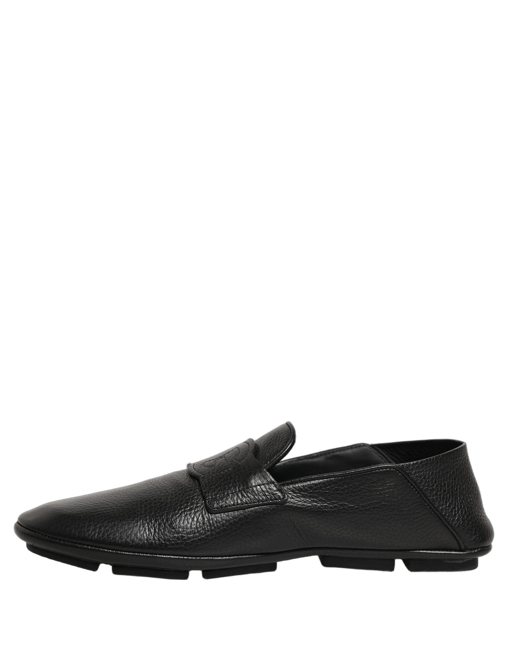 Chaussures mocassins en cuir de cerf noir Dolce & Gabbana pour homme, finition élégante et style classique.