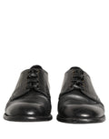 Chaussures Derby en cuir noir Dolce & Gabbana pour homme, chaussures formelles élégantes et sophistiquées.