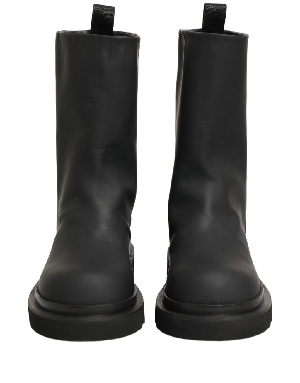 Bottes pour homme en cuir noir Dolce & Gabbana, mi-mollet, à semelle épaisse et style chunky.