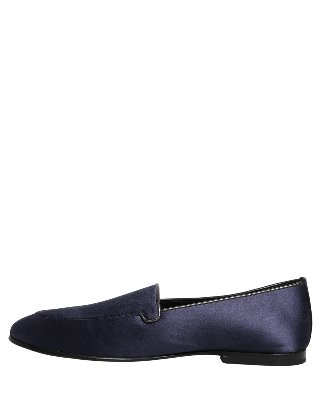 Chaussures ballerines Dolce & Gabbana en satin bleu avec logo, slip-on élégants et confortables.