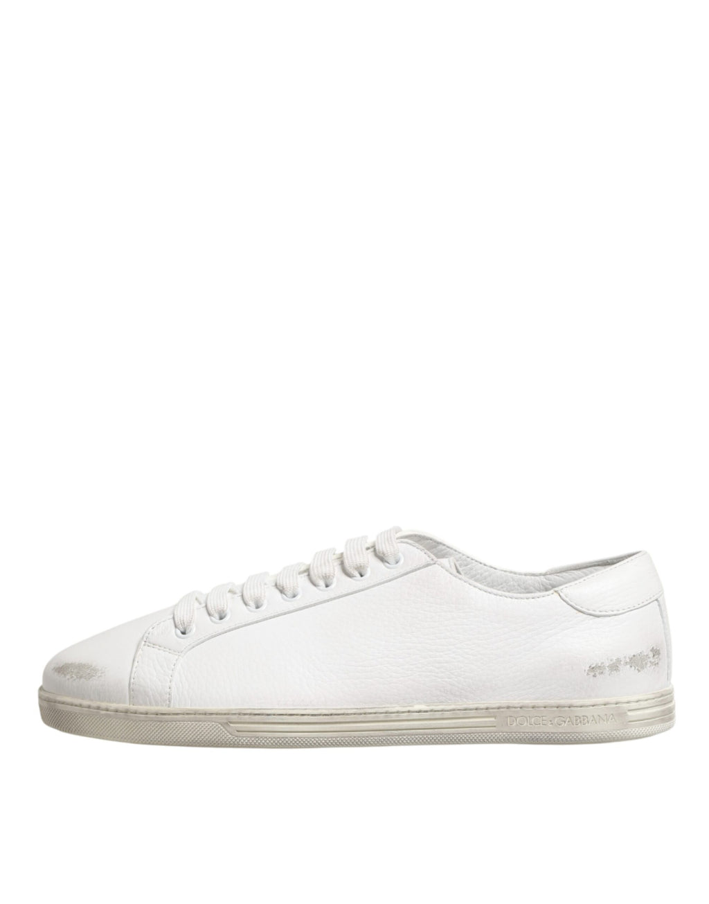 Chaussures basses en cuir blanc pour homme Dolce & Gabbana Bianco, sneakers élégants avec semelle en caoutchouc.