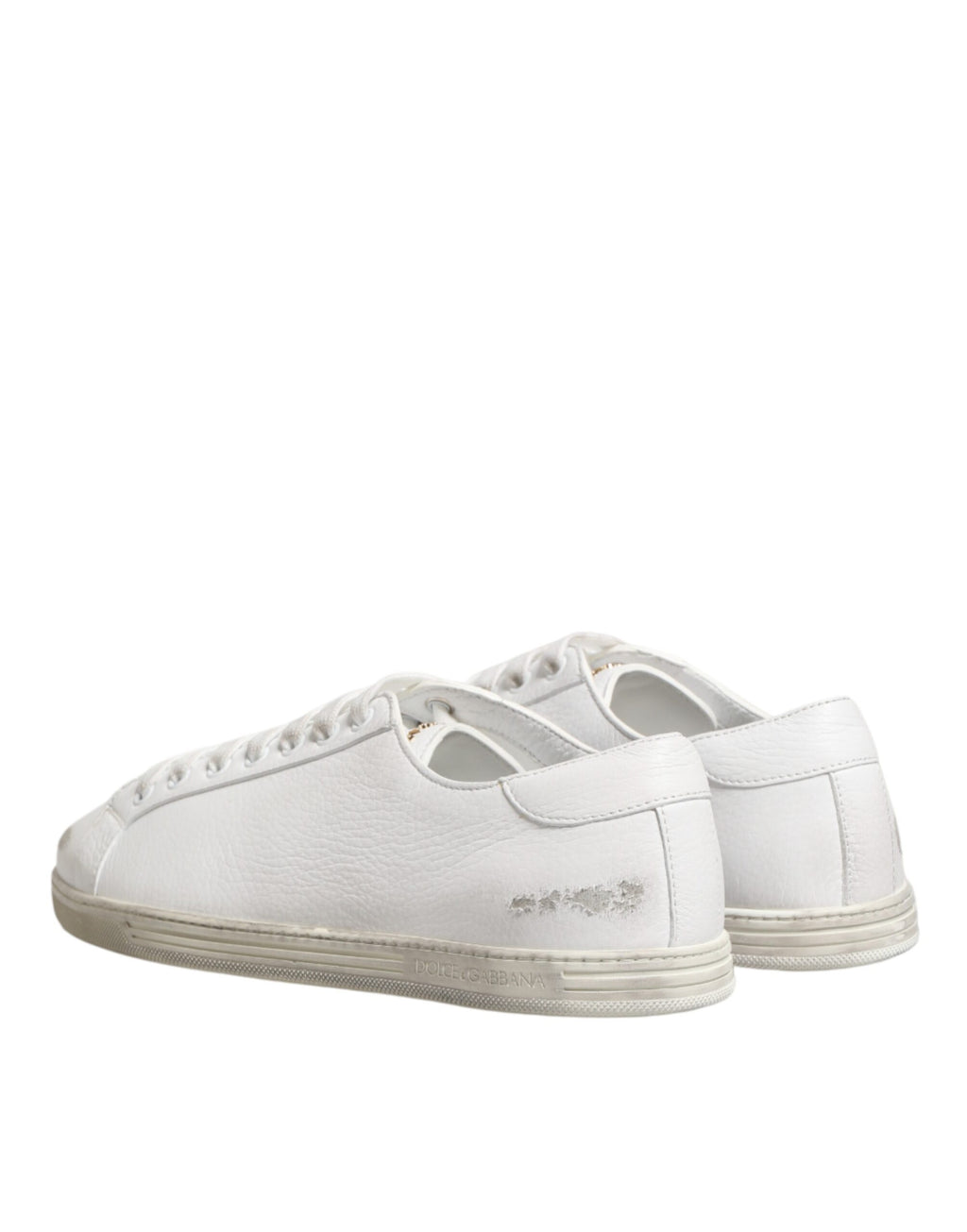 Chaussures basses en cuir blanc Dolce & Gabbana pour hommes, baskets élégantes en cuir bianco avec semelle blanche.
