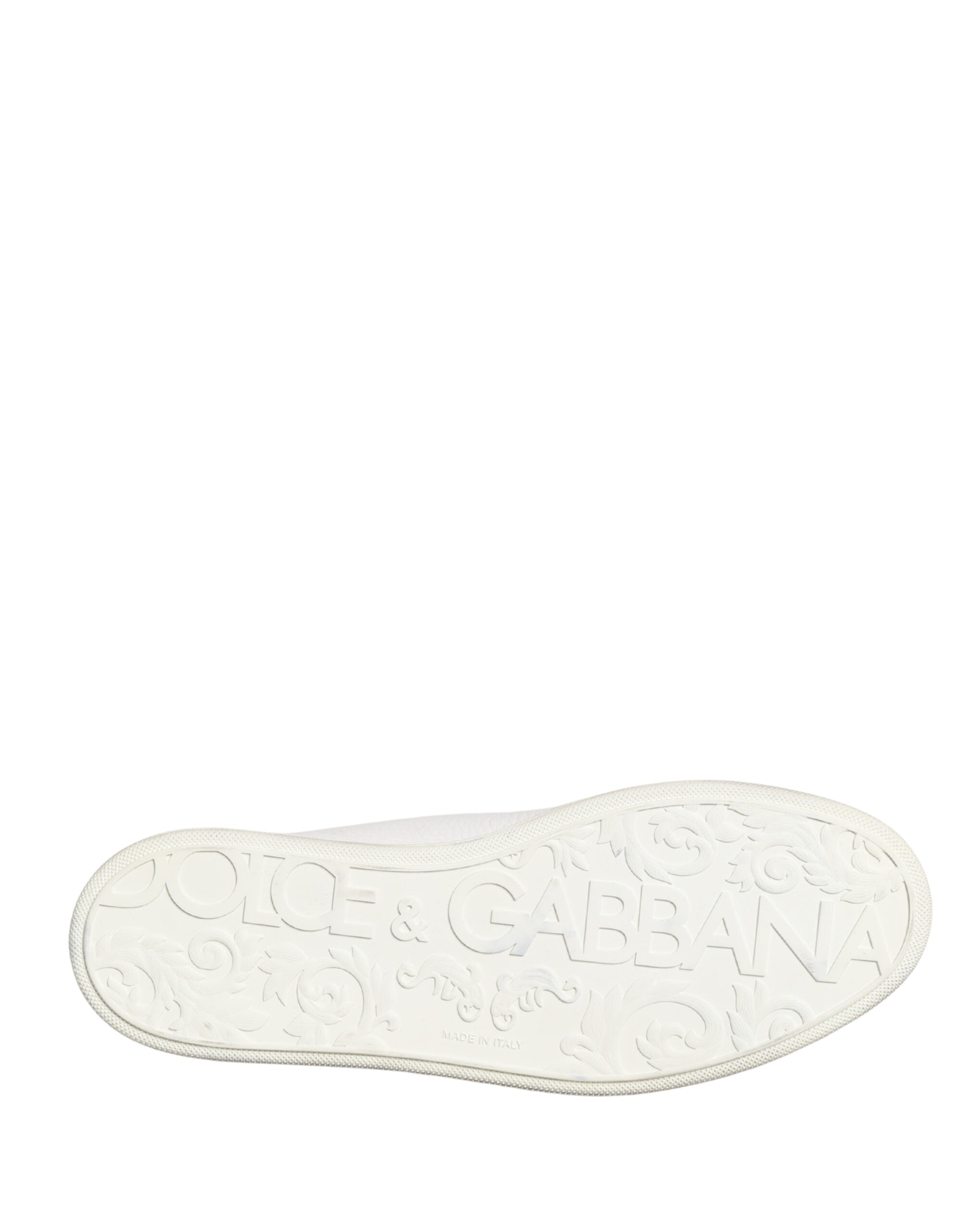 Chaussures basses blanches en cuir Dolce & Gabbana pour homme, baskets élégantes Low Top en cuir blanc.