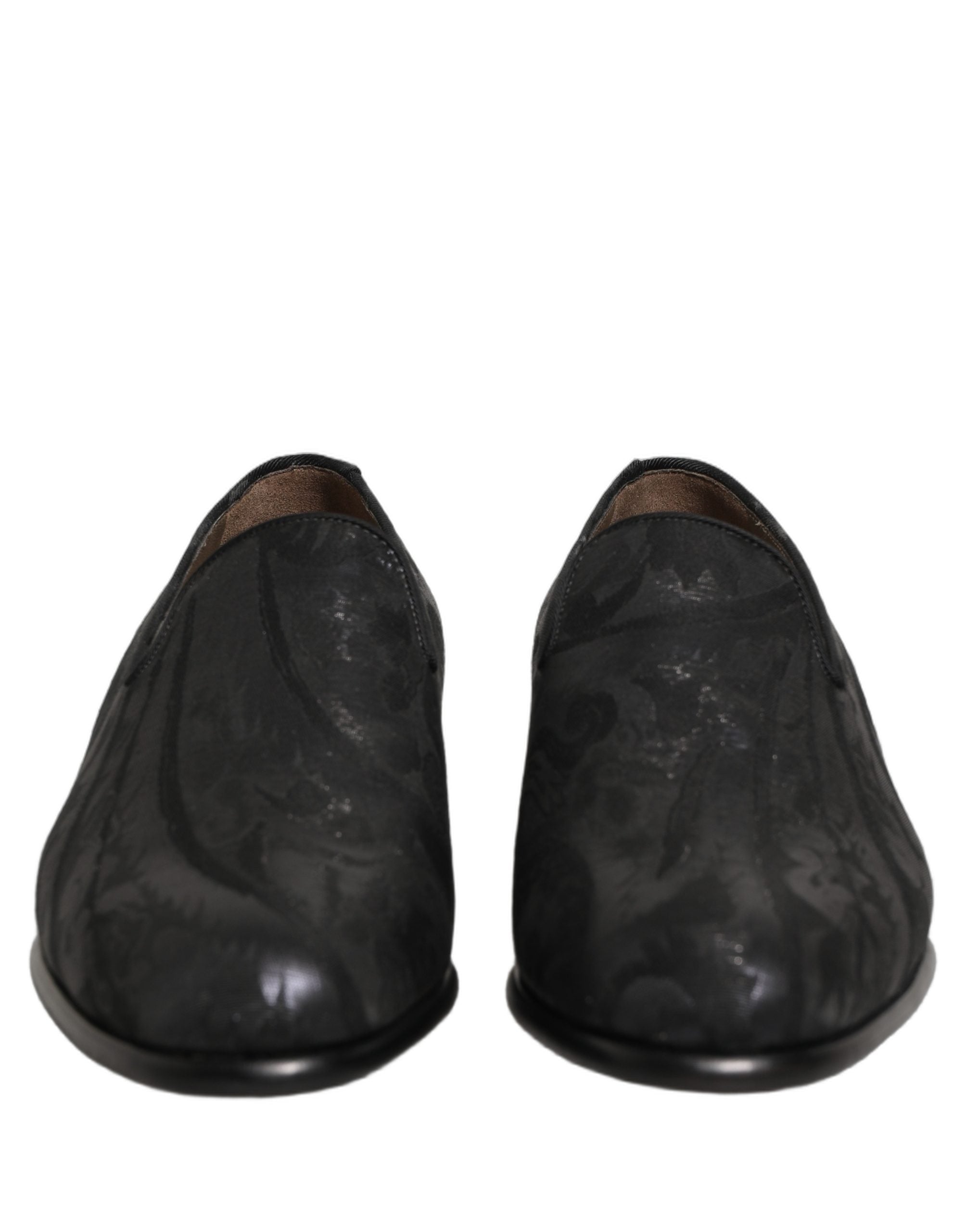 Chaussures Derbies en brocart noir Dolce & Gabbana pour homme, slip-on élégants et sophistiqués.