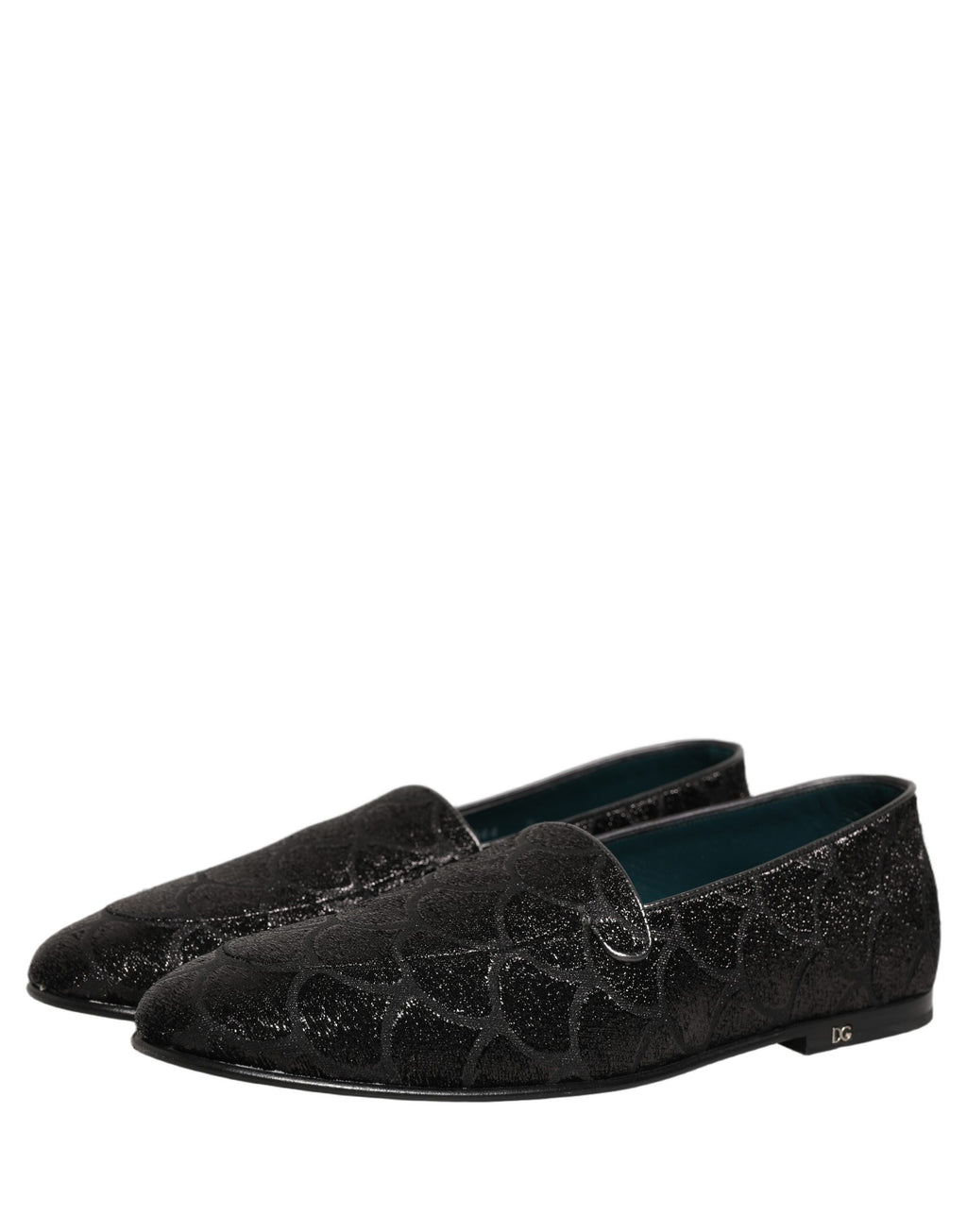 Chaussures mocassins pour homme Dolce & Gabbana en brocart noir à paillettes, élégantes et sophistiquées