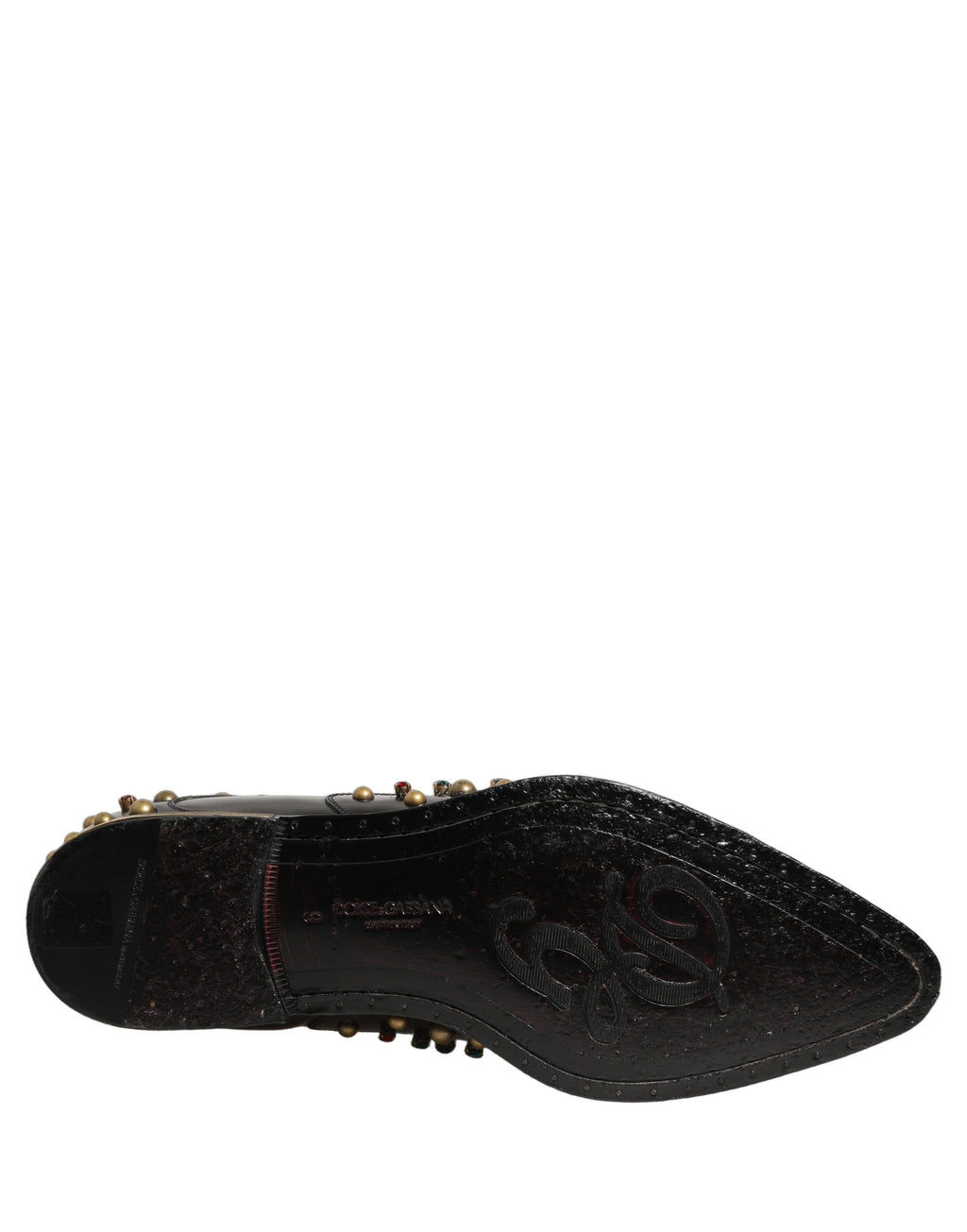 Chaussures Derby en cuir noir Dolce & Gabbana avec studs, chaussures formelles élégantes pour homme.