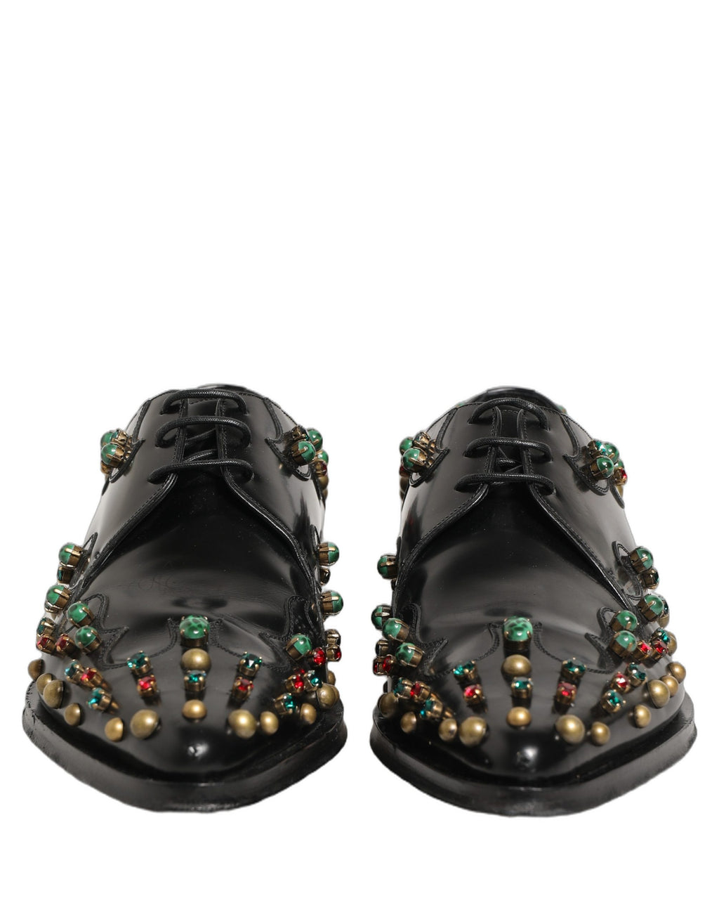 Chaussures derby en cuir noir Dolce & Gabbana avec détails à clous pour occasion formelle.