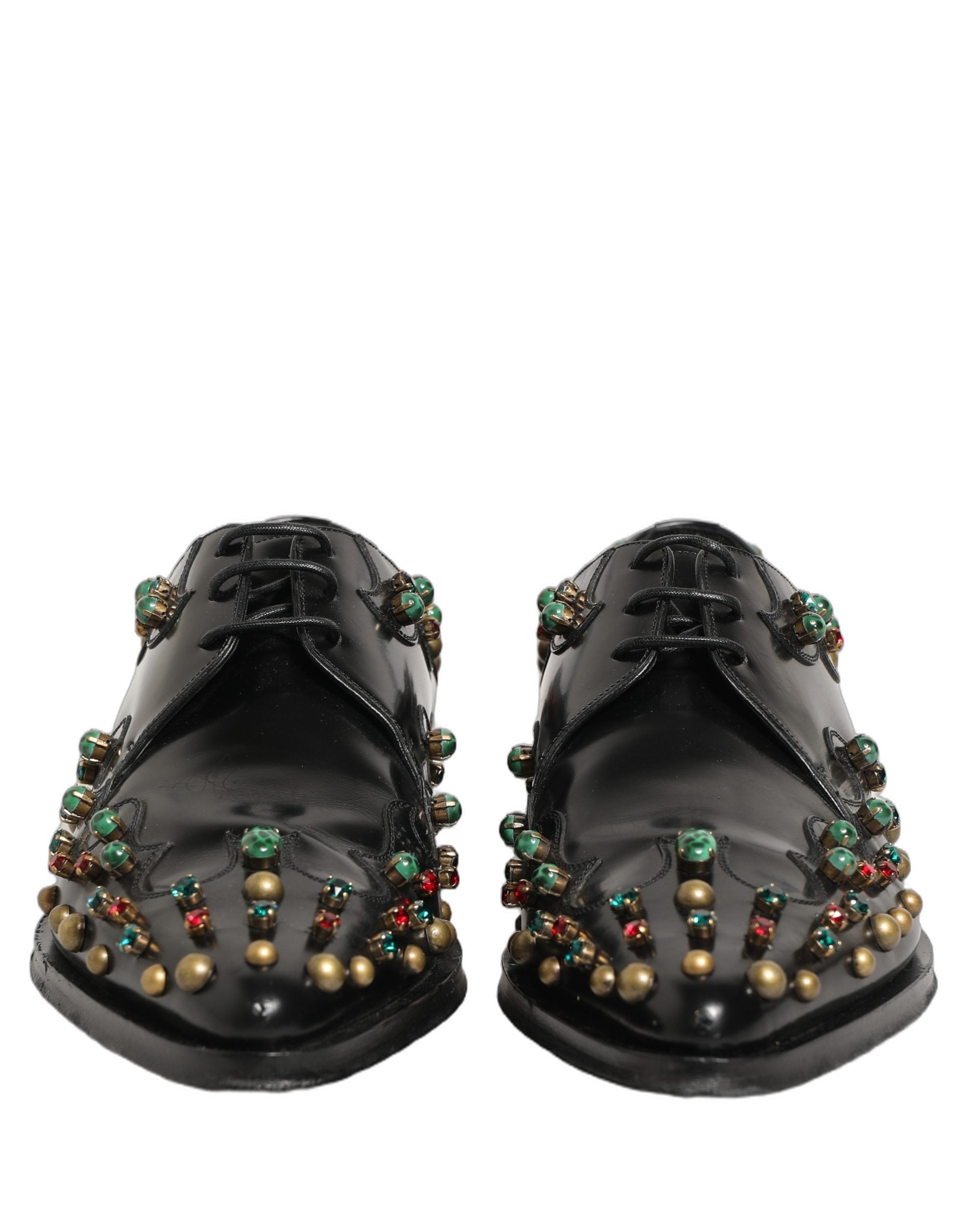 Chaussures derby en cuir noir Dolce & Gabbana avec détails à clous pour occasion formelle.